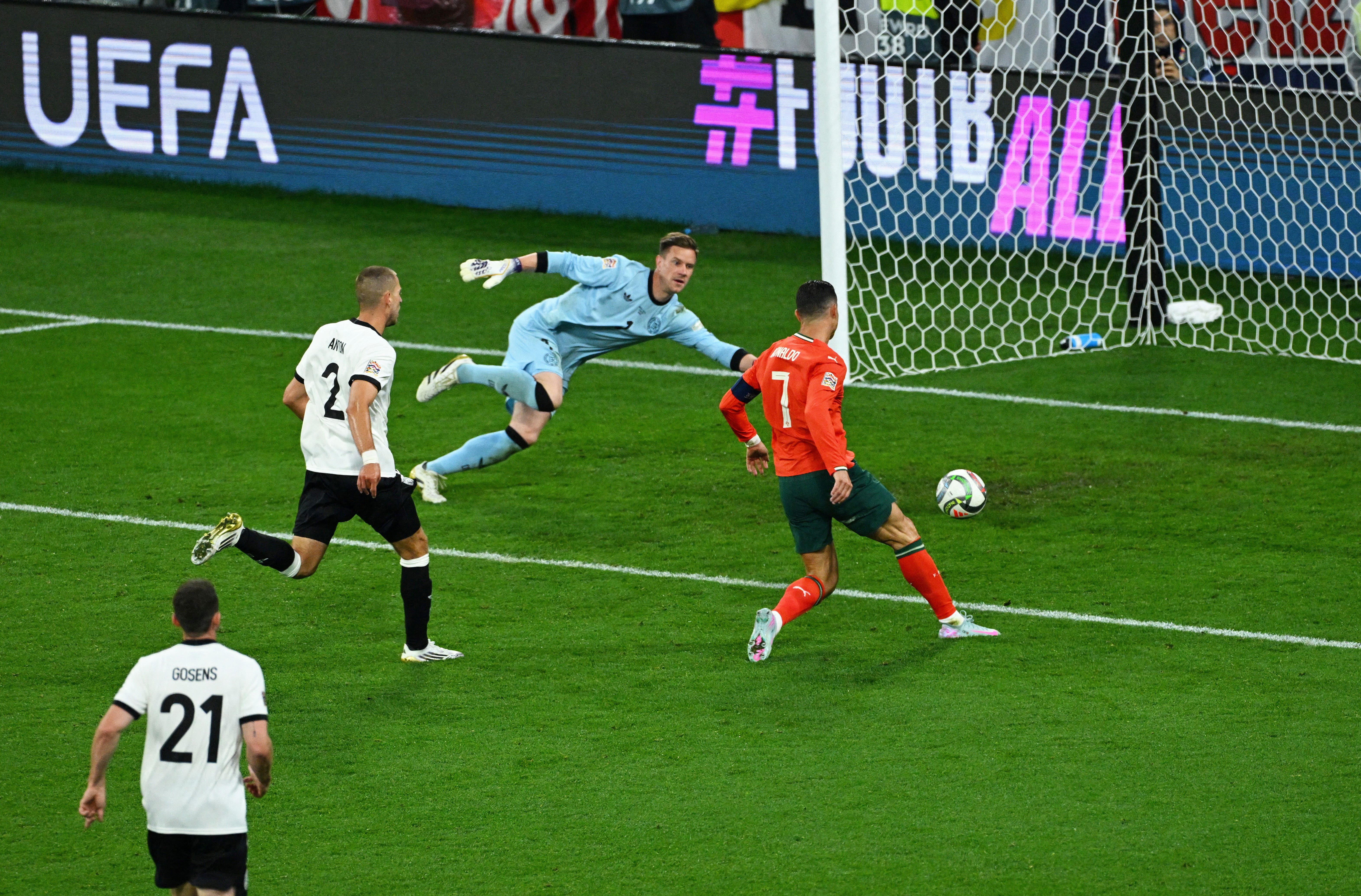 Soccer Football - Nations League - Semi Final - Germany v Portugal - Allianz Arena, Munich, Germany - June 4, 2025 Portugal's Cristiano Ronaldo scores their second goal REUTERS/Annegret Hilse TPX IMAGES OF THE DAY