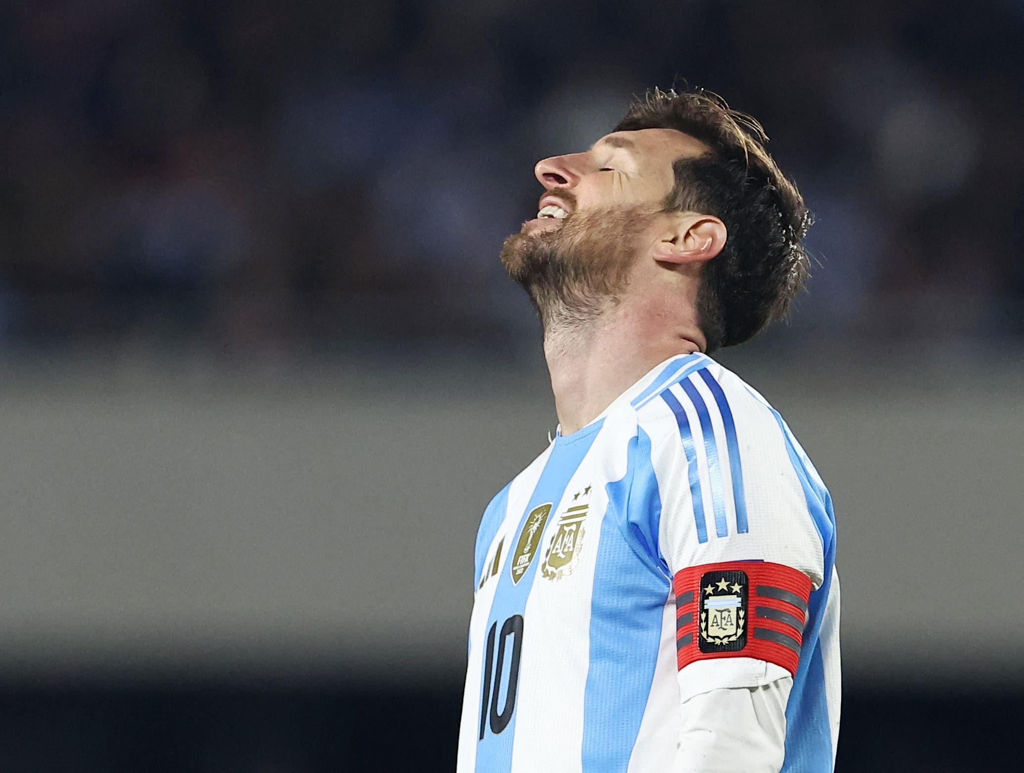 Soccer Football - World Cup - South American Qualifiers - Argentina v Colombia - Estadio Monumental, Buenos Aires, Argentina - June 10, 2025 Argentina's Lionel Messi reacts REUTERS/Agustin Marcarian