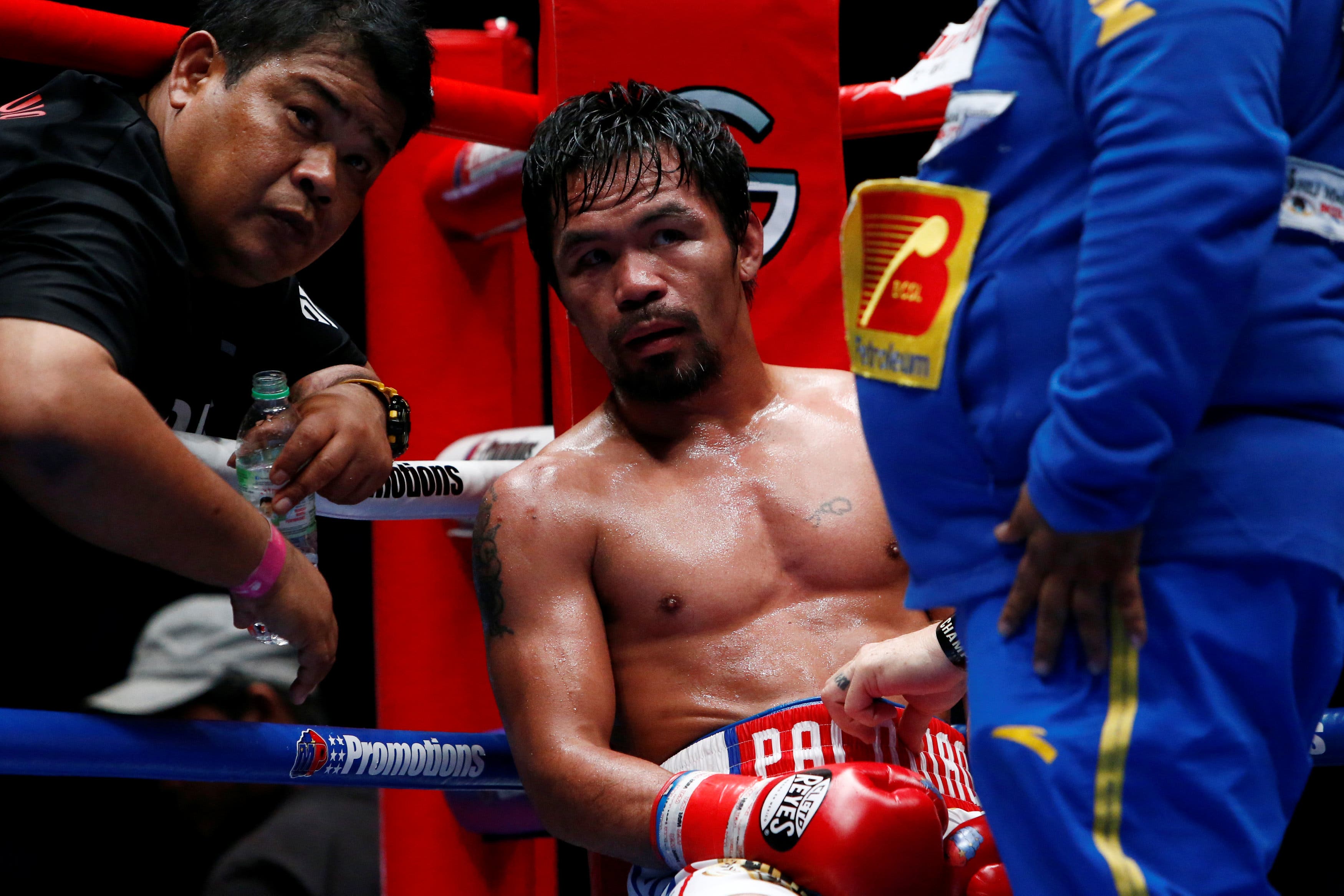 Manny Pacquiao during fight in 2018.