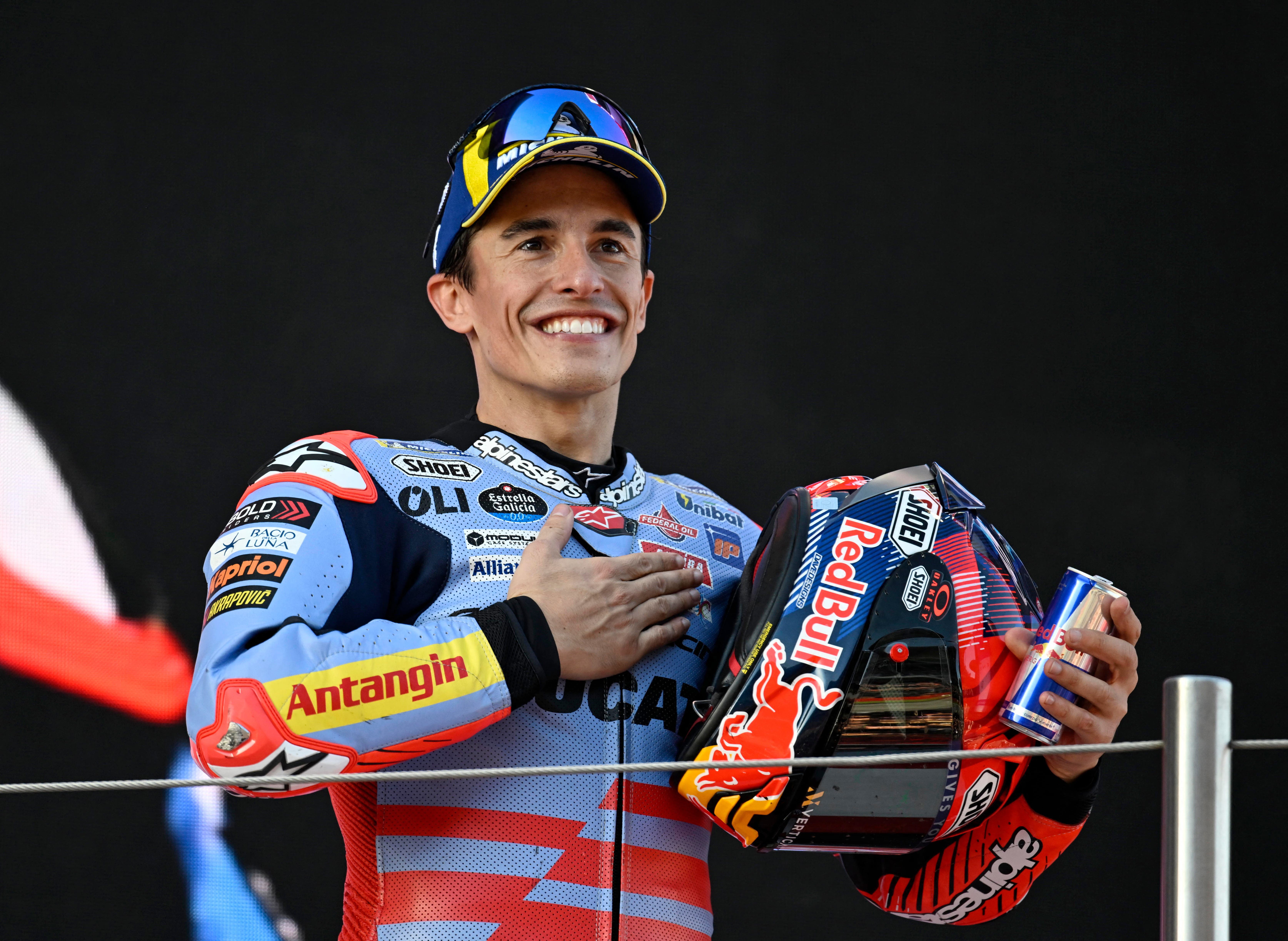 Marc Márquez on the Podium at the Barcelona GP 2024.