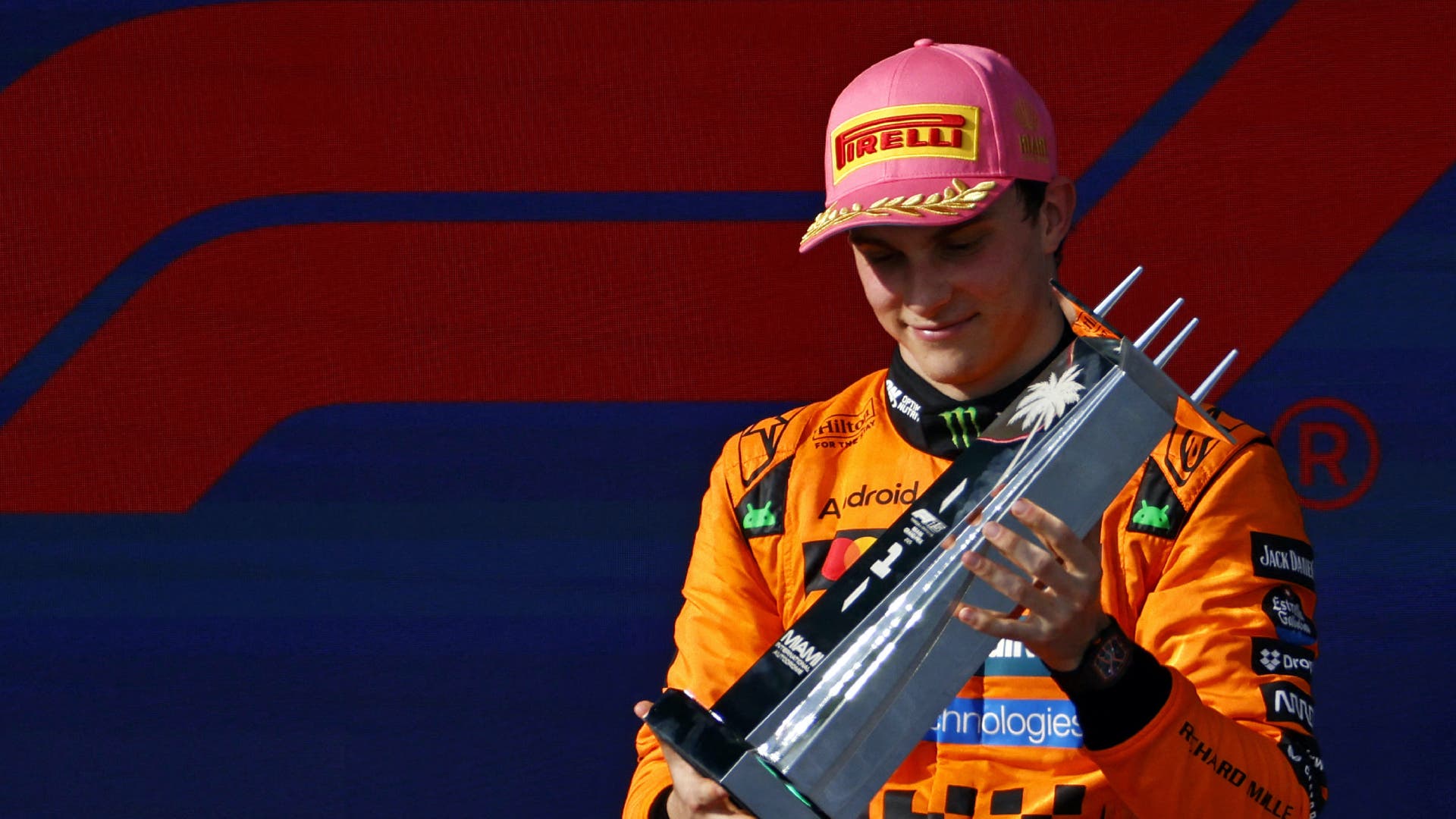Oscar Piastri at the Miami Grand Prix podium.