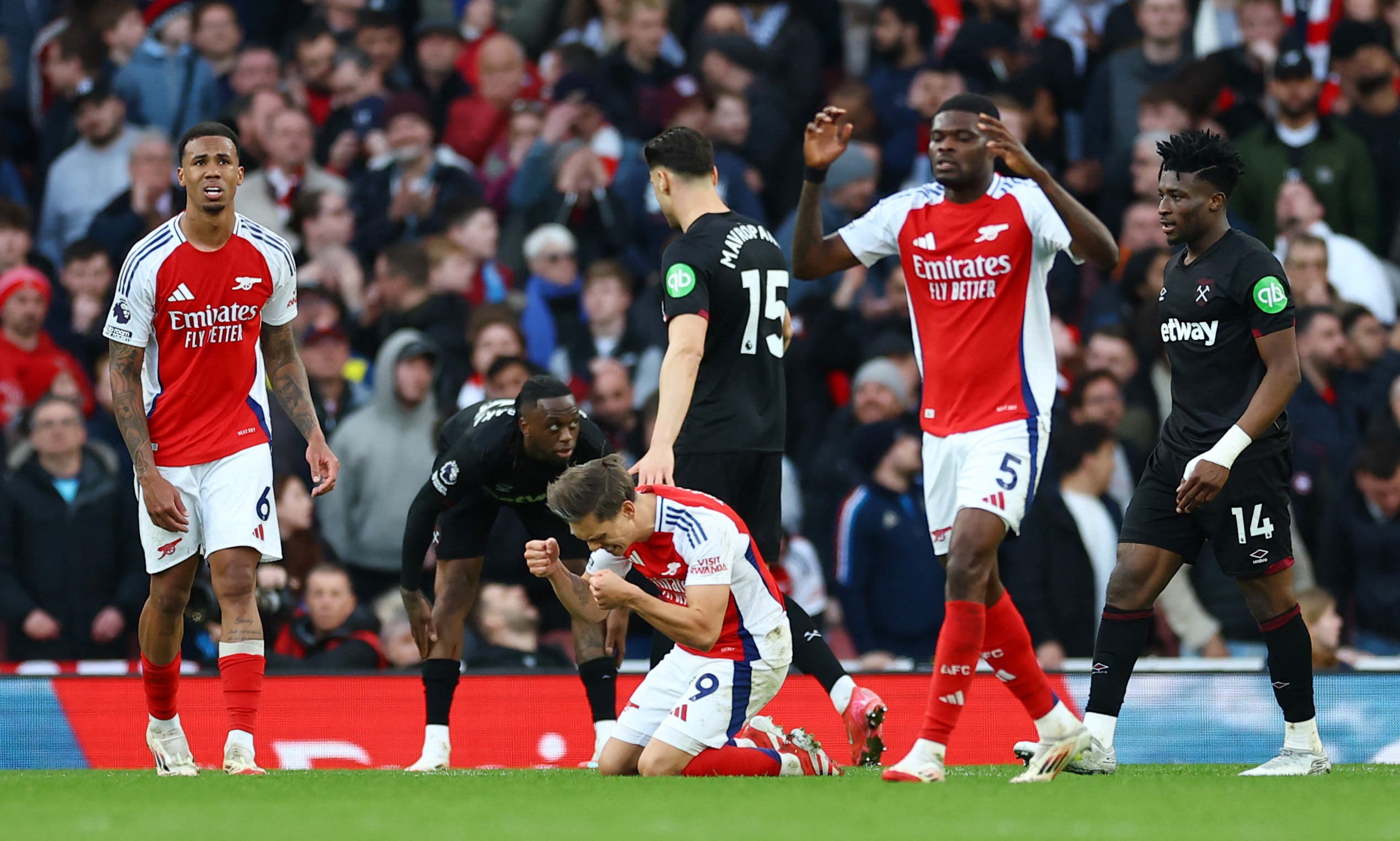 Arsenal in defeat against West Ham.