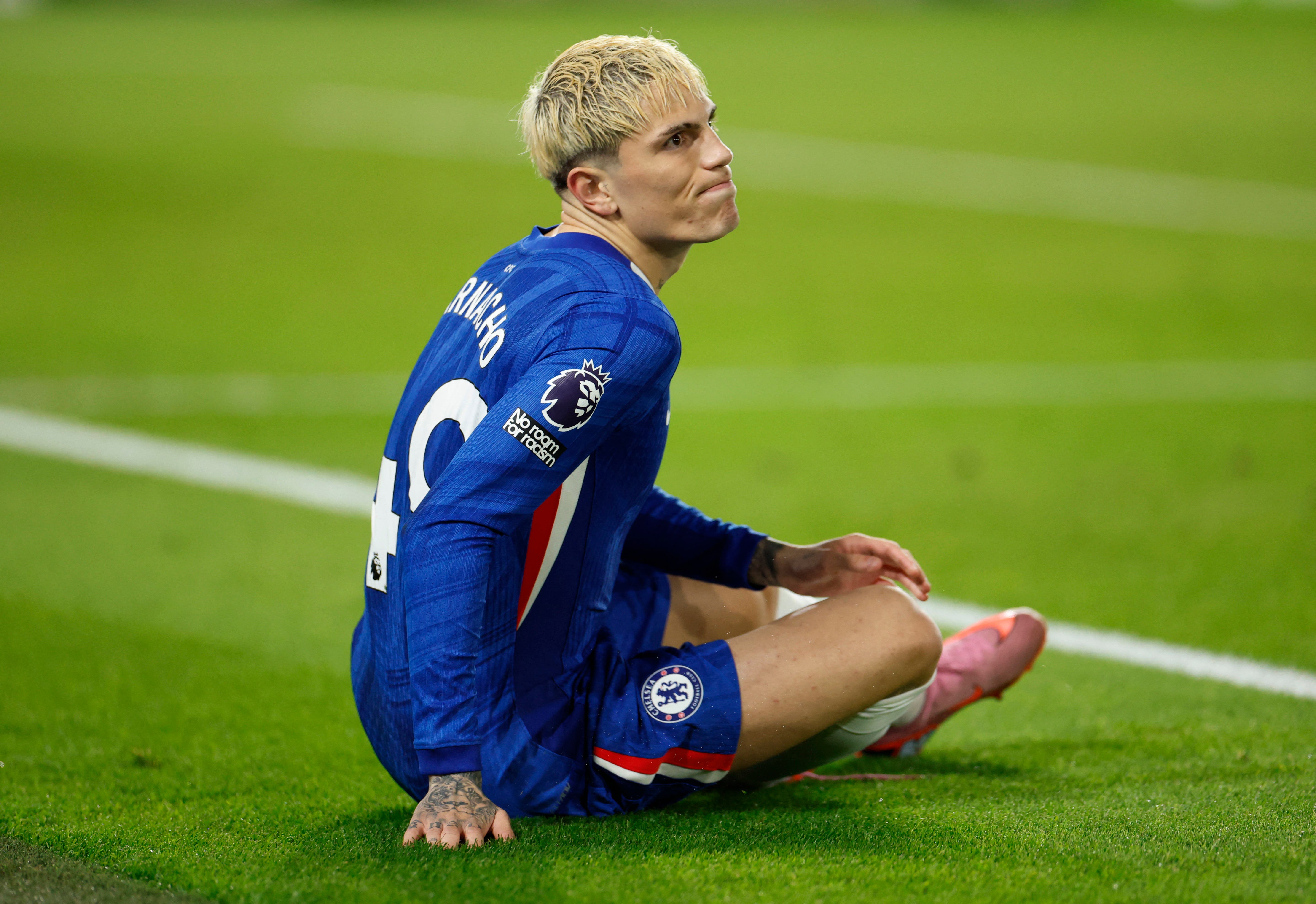Alejandro Garnacho during his Chelsea deubt on Premier League.