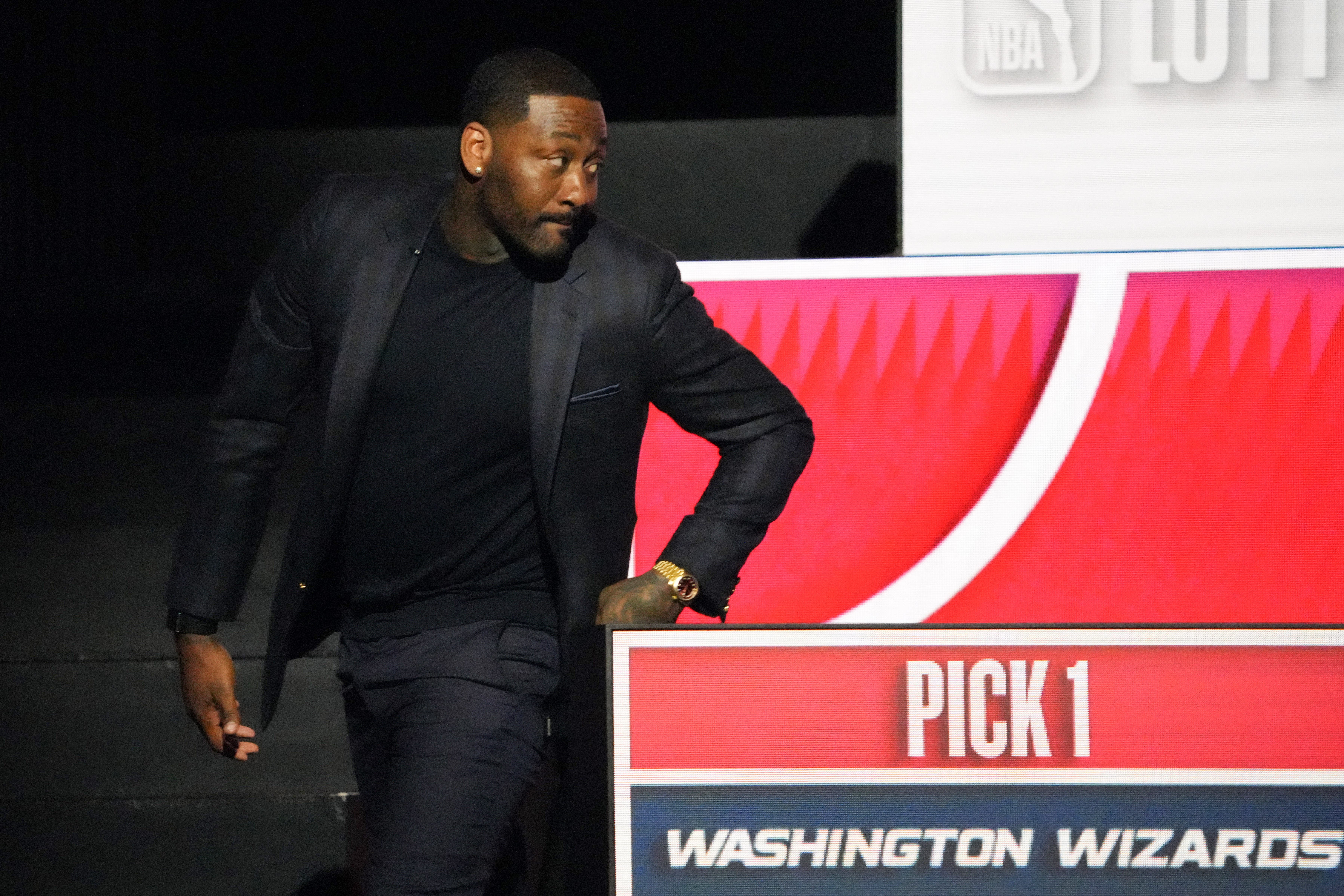 May 10, 2026; Chicago, IL, USA; Washington Wizard guard John Wall after winning the Wizards won the 2026 NBA Draft Lottery at Navy Pier. Mandatory Credit: David Banks-Imagn Images
