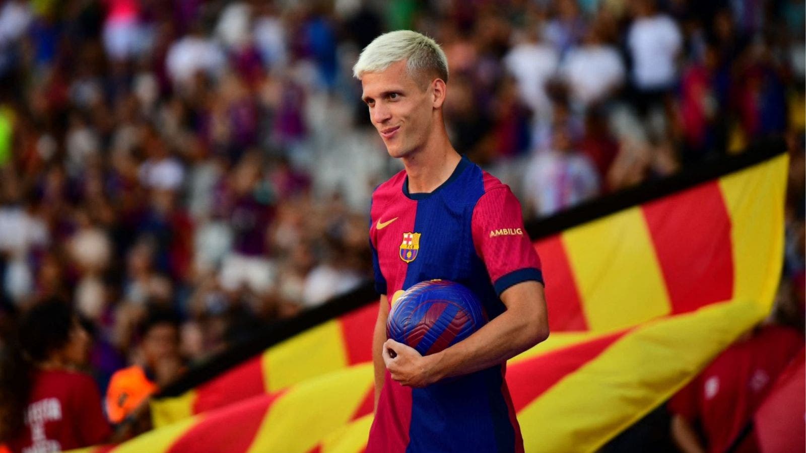 Dani Olmo at his presentation at the Joan Gamper