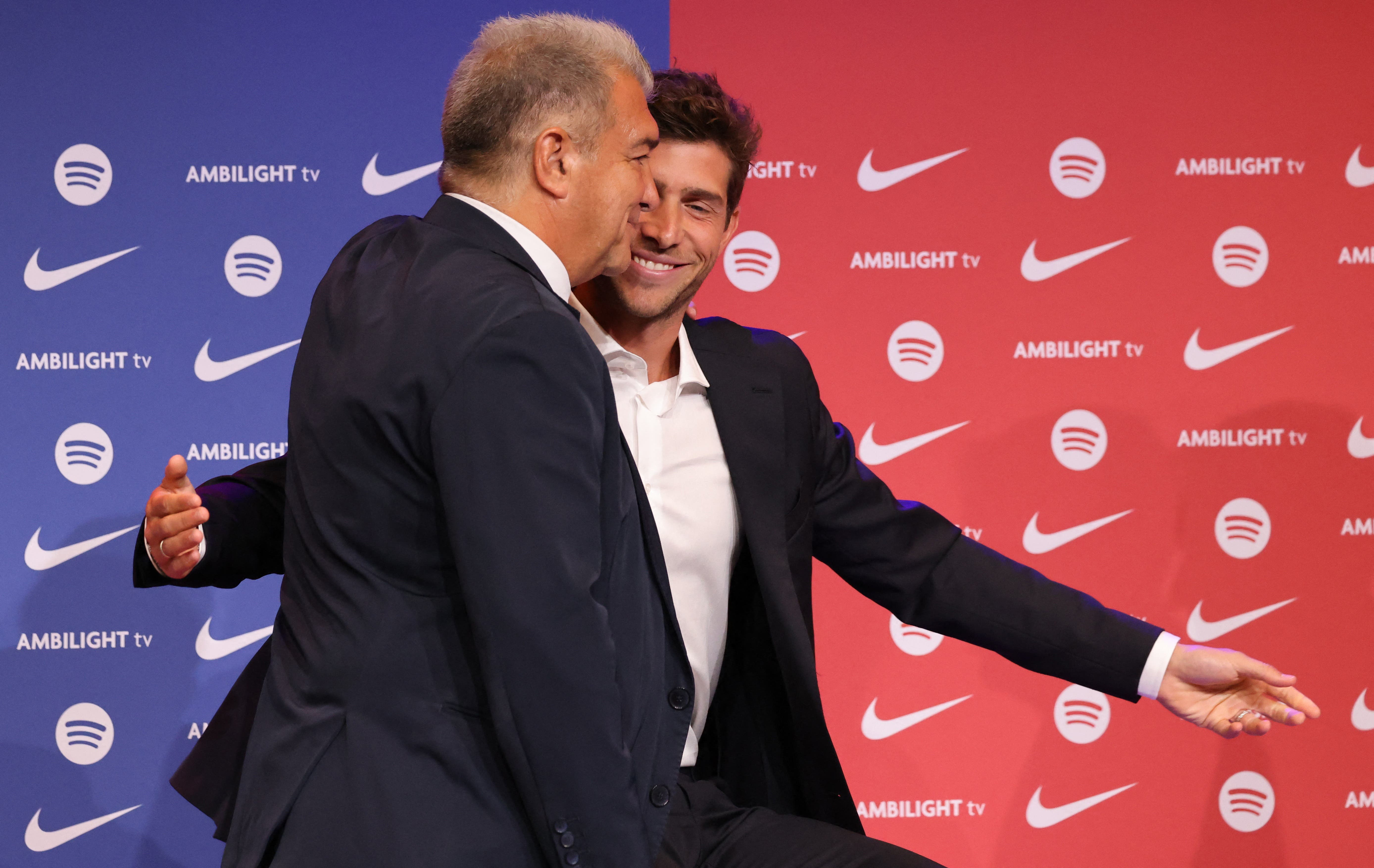 Joan Laporta and Sergi Roberto