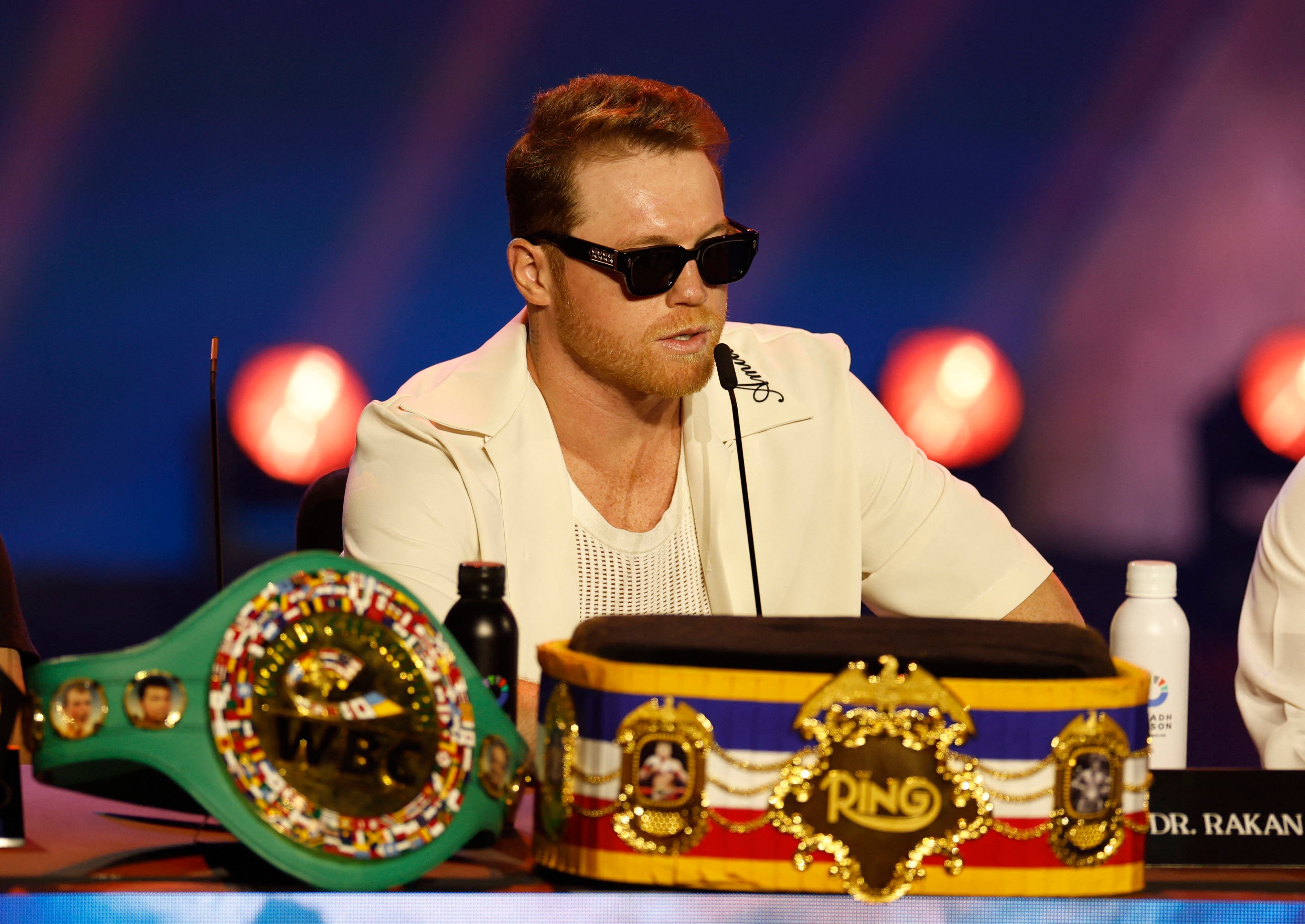 Saúl Canelo Álvarez during a press conference.