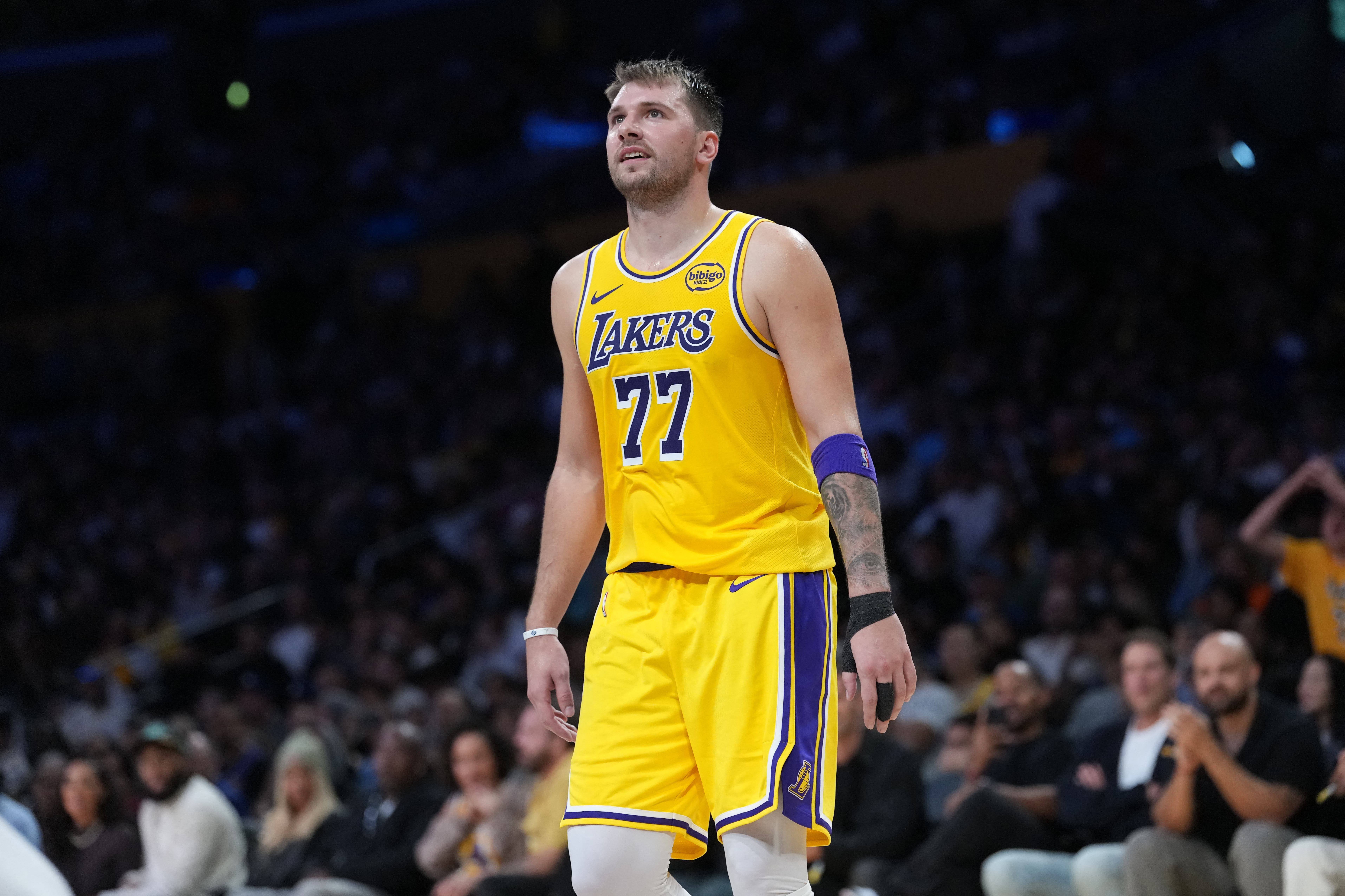 Luka Doncic playing for the Los Angeles Lakers.
