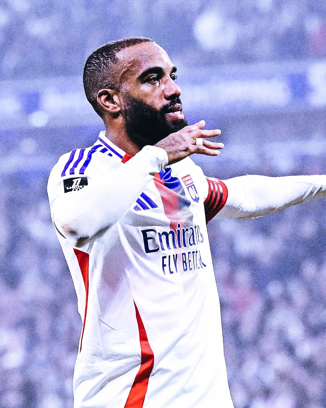 Lacazette celebrates after scoring brace vs Brest