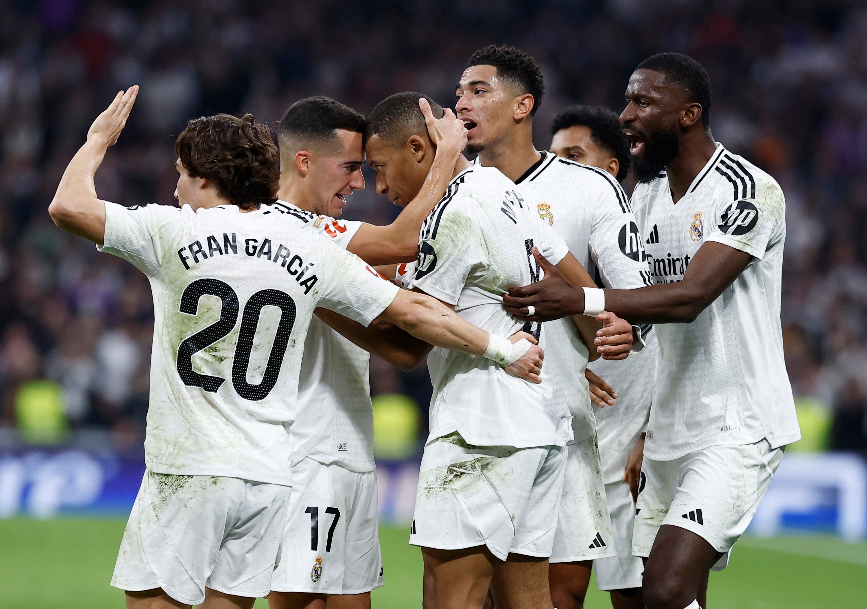 Real Madrid celebrate a goal.