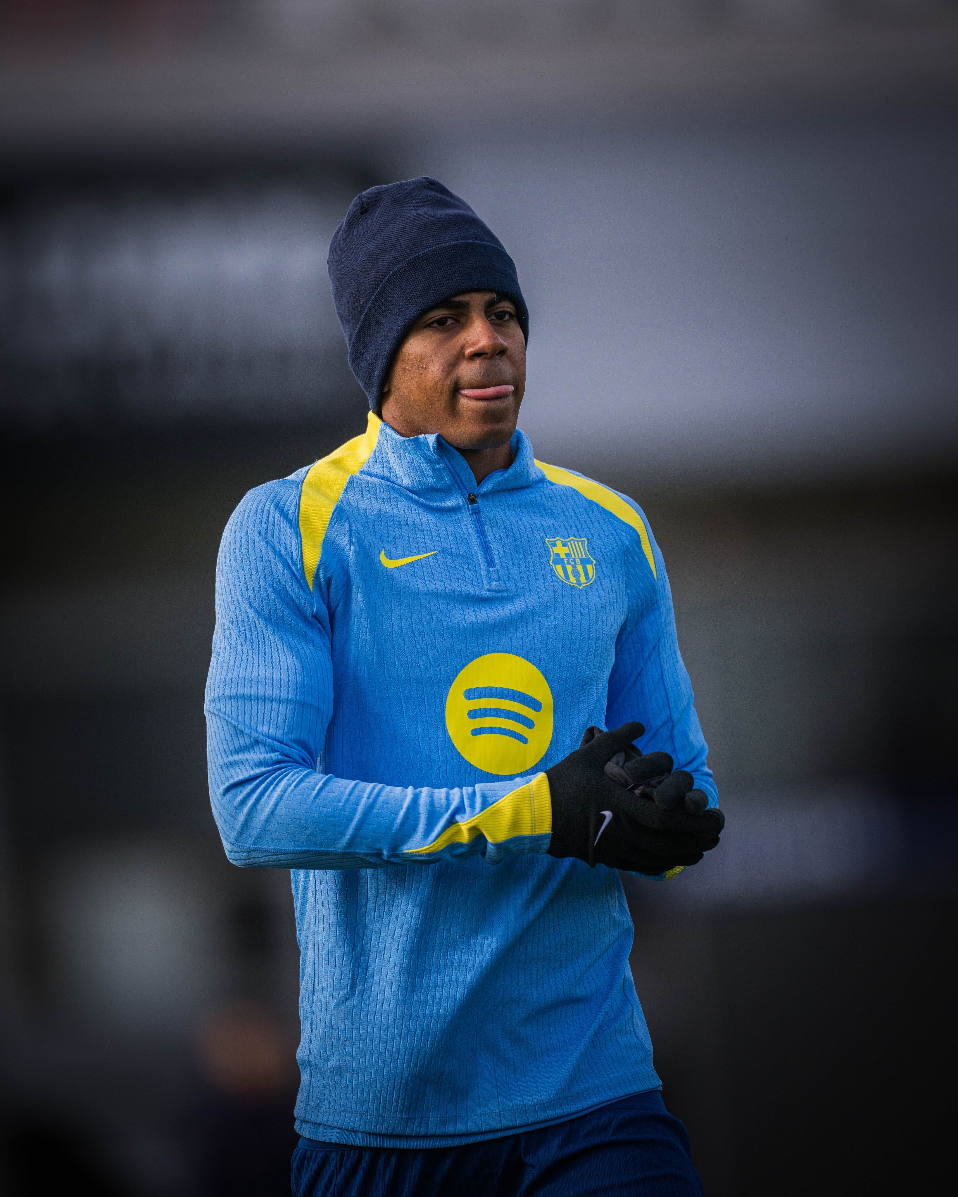 Lamine Yamal during a training session with FC Barcelona.