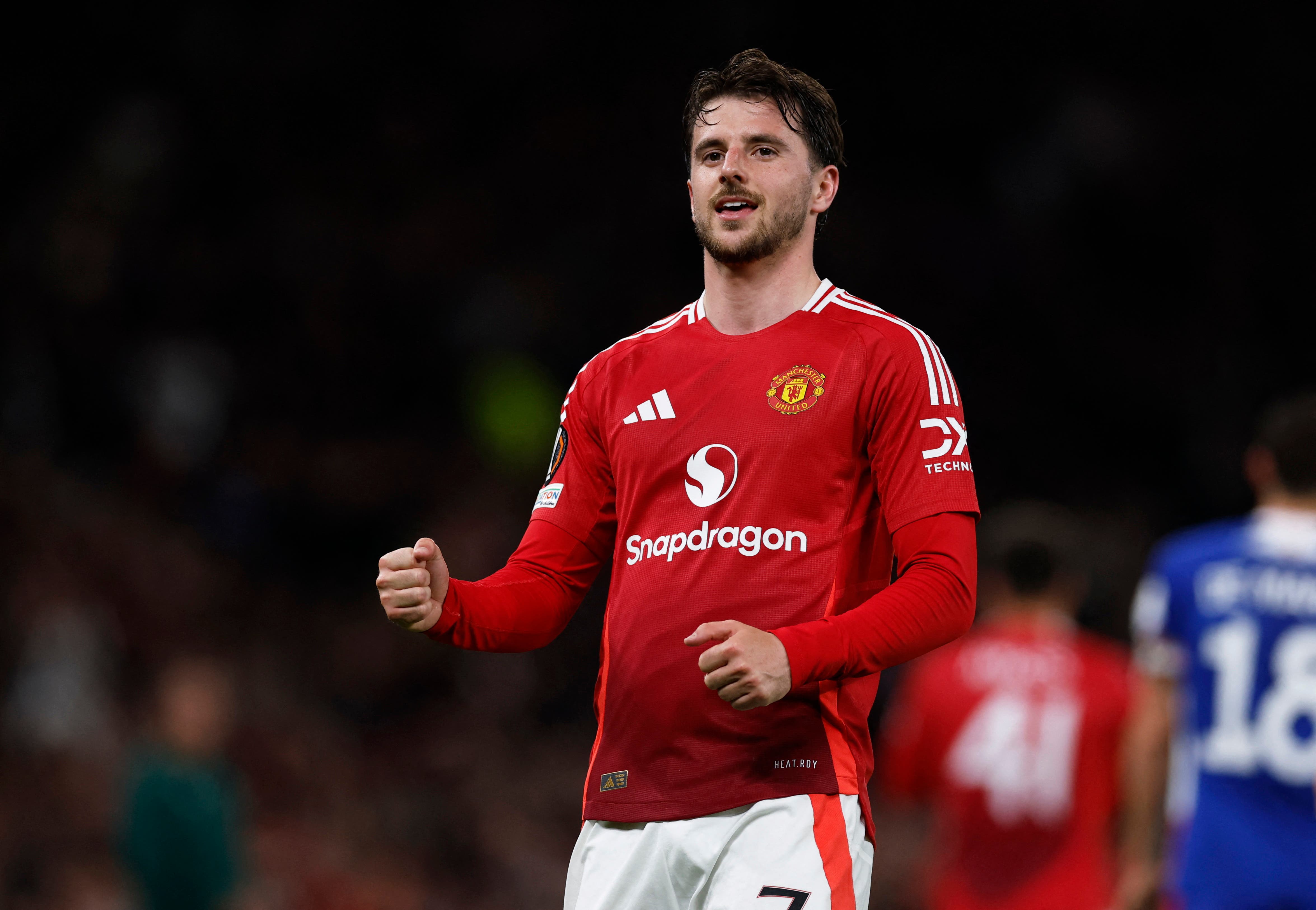Mason Mount celebrando con el Manchester United.