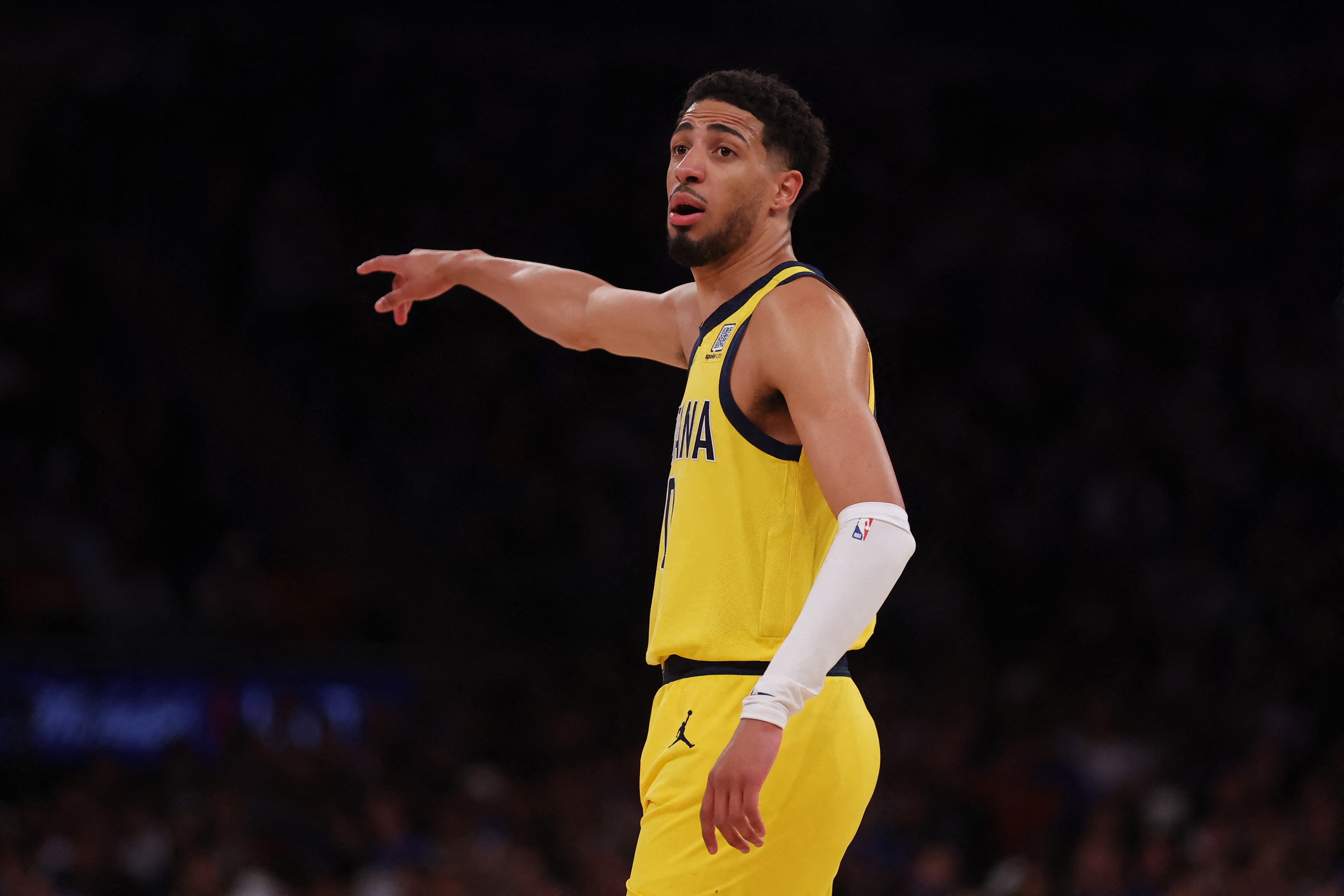 Tyrese Haliburton for the Indiana Pacers against the New York Knicks in Game 1.