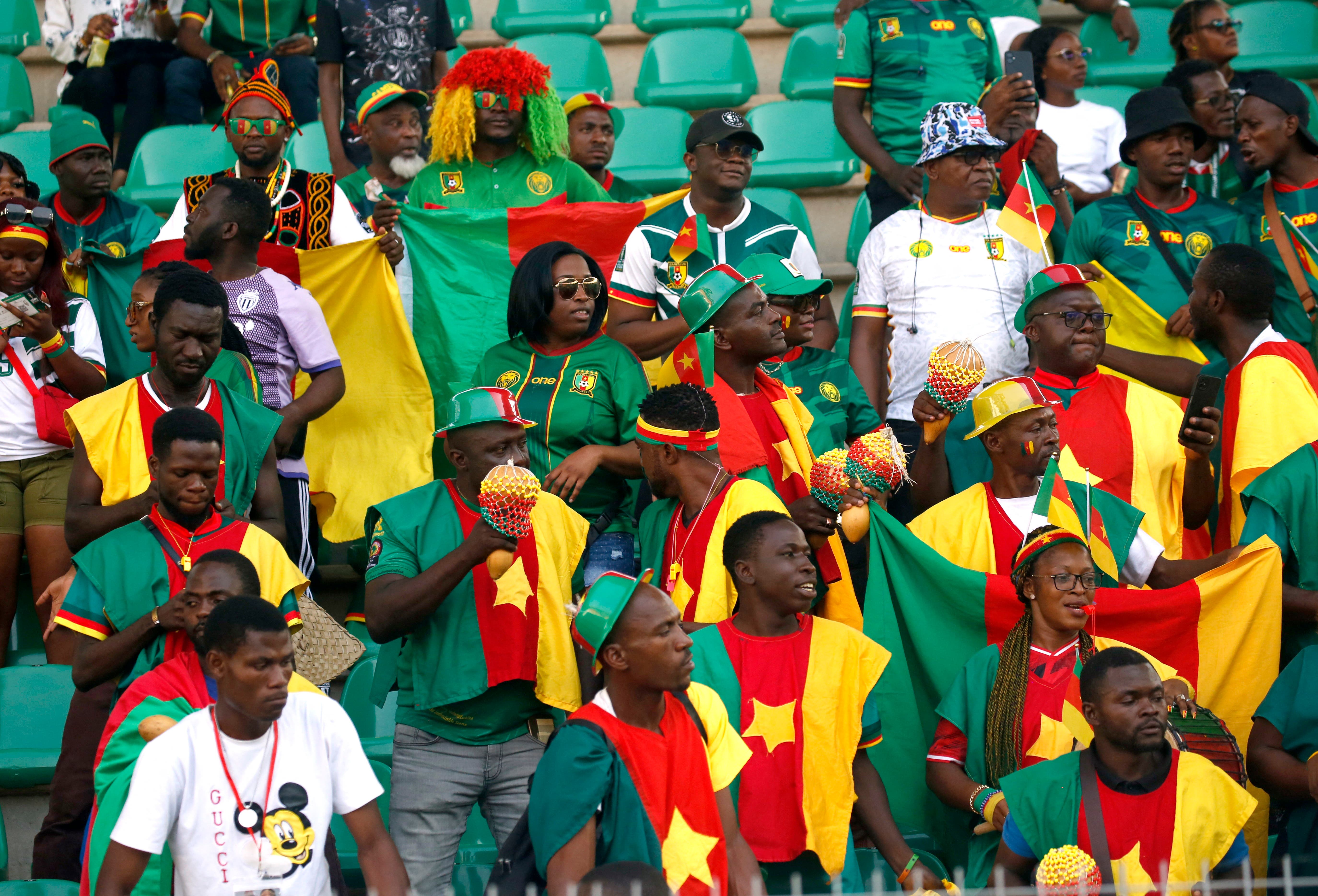 Soccer Football - Africa Cup of Nations - Group C - Gambia v Cameroon - Stade de la Paix, Bouake, Ivory Coast - January 23, 2024 Cameroon fans inside the stadium before the match REUTERS/Luc Gnago