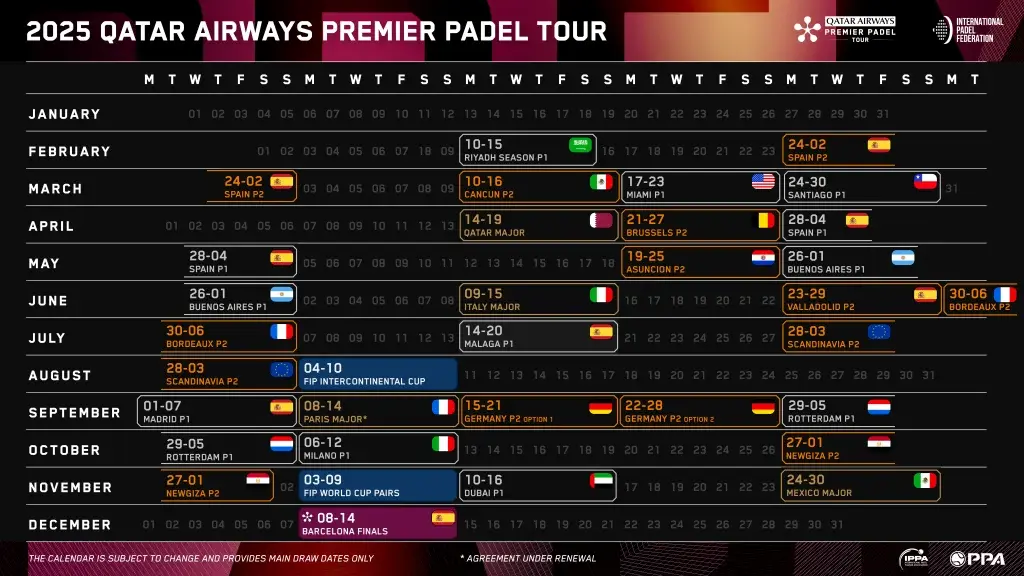 Padel Calendar.