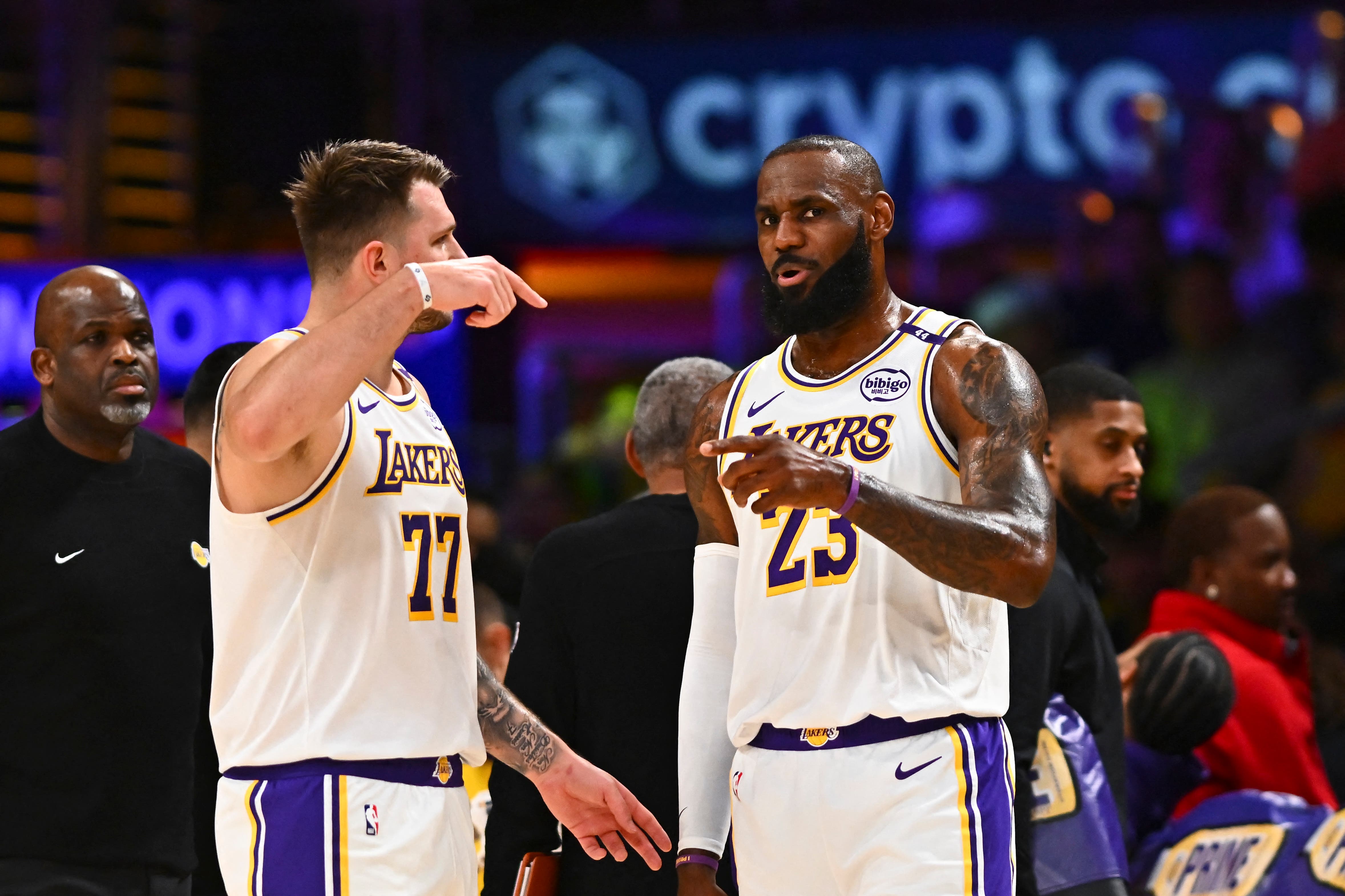 Luka Doncic and LeBron James for the Los Angeles Lakers.