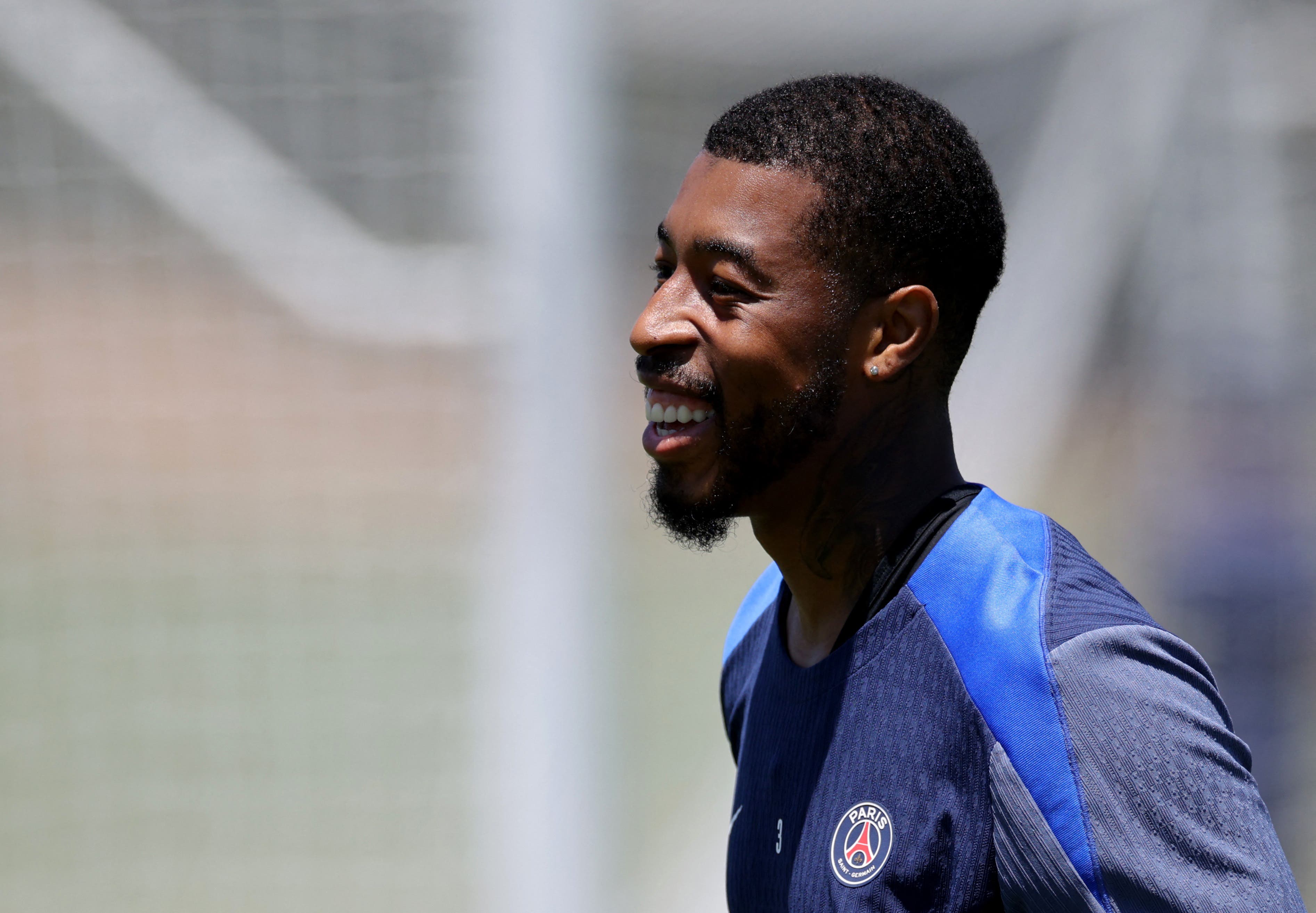 Soccer Football - FIFA Club World Cup - Paris St Germain Training - University of California Irvine, Irvine, California, U.S. - June 18, 2025 Paris St Germain's Presnel Kimpembe during training REUTERS/Daniel Cole
