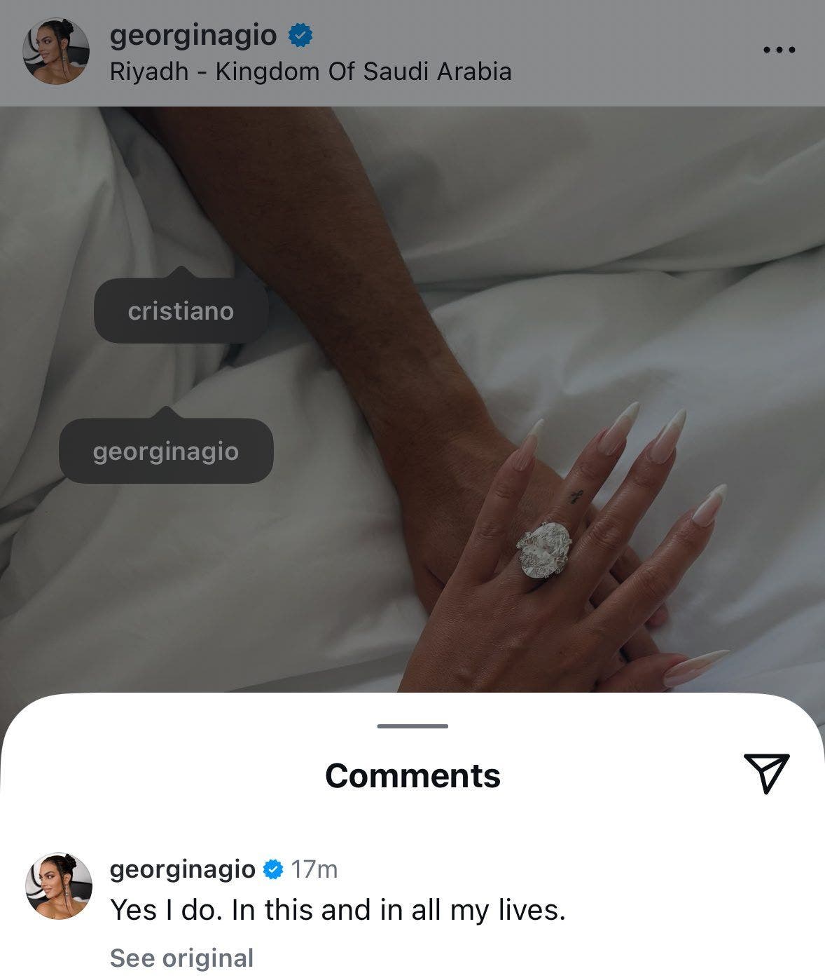 Cristiano Ronaldo Georgina Rodríguez Ring.