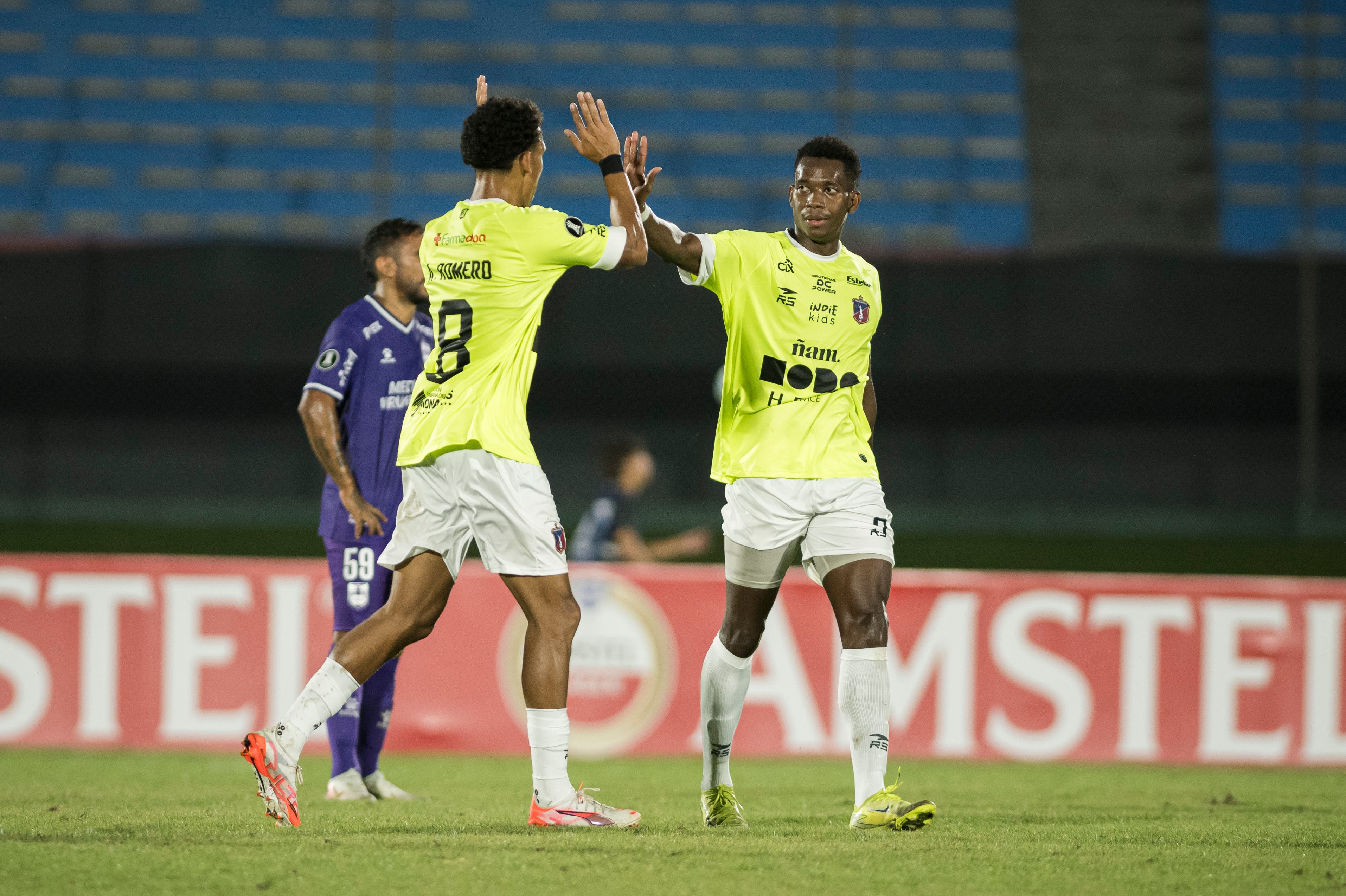 Monagas celebrates after scoring against Defensor Sporting