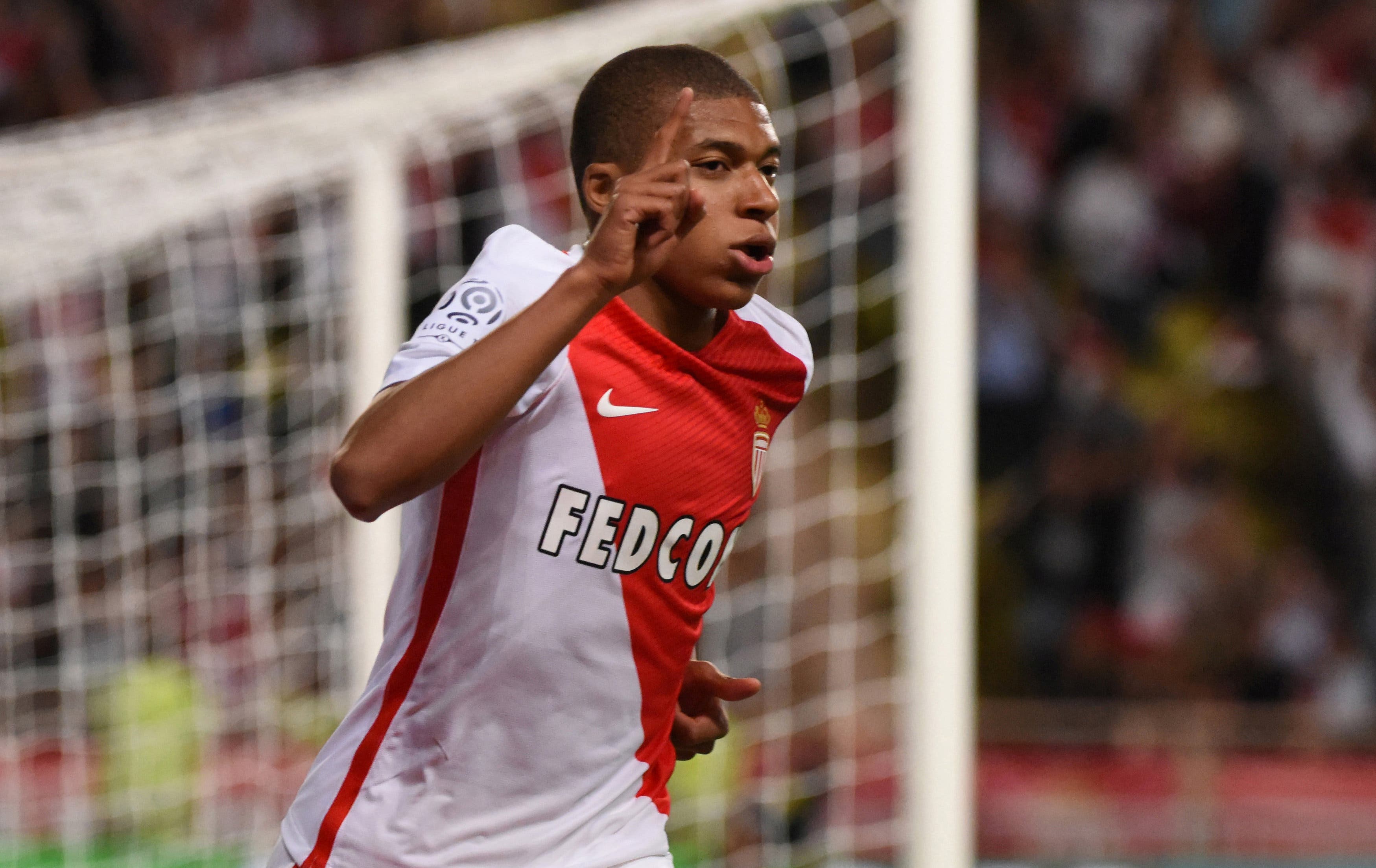 Football Soccer - AS Monaco v Saint-Etienne - Ligue 1 - Stade Louis II, Monaco - 17/5/17Monaco’s Kylian Mbappe celebrates scoring their first goal Reuters / Jean-Pierre Amet