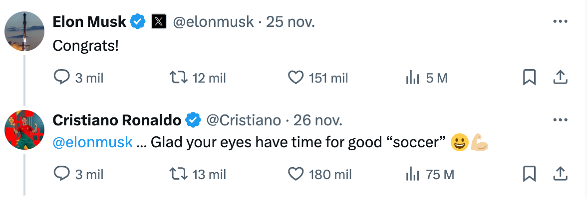 Cristiano responds to Elon Musk