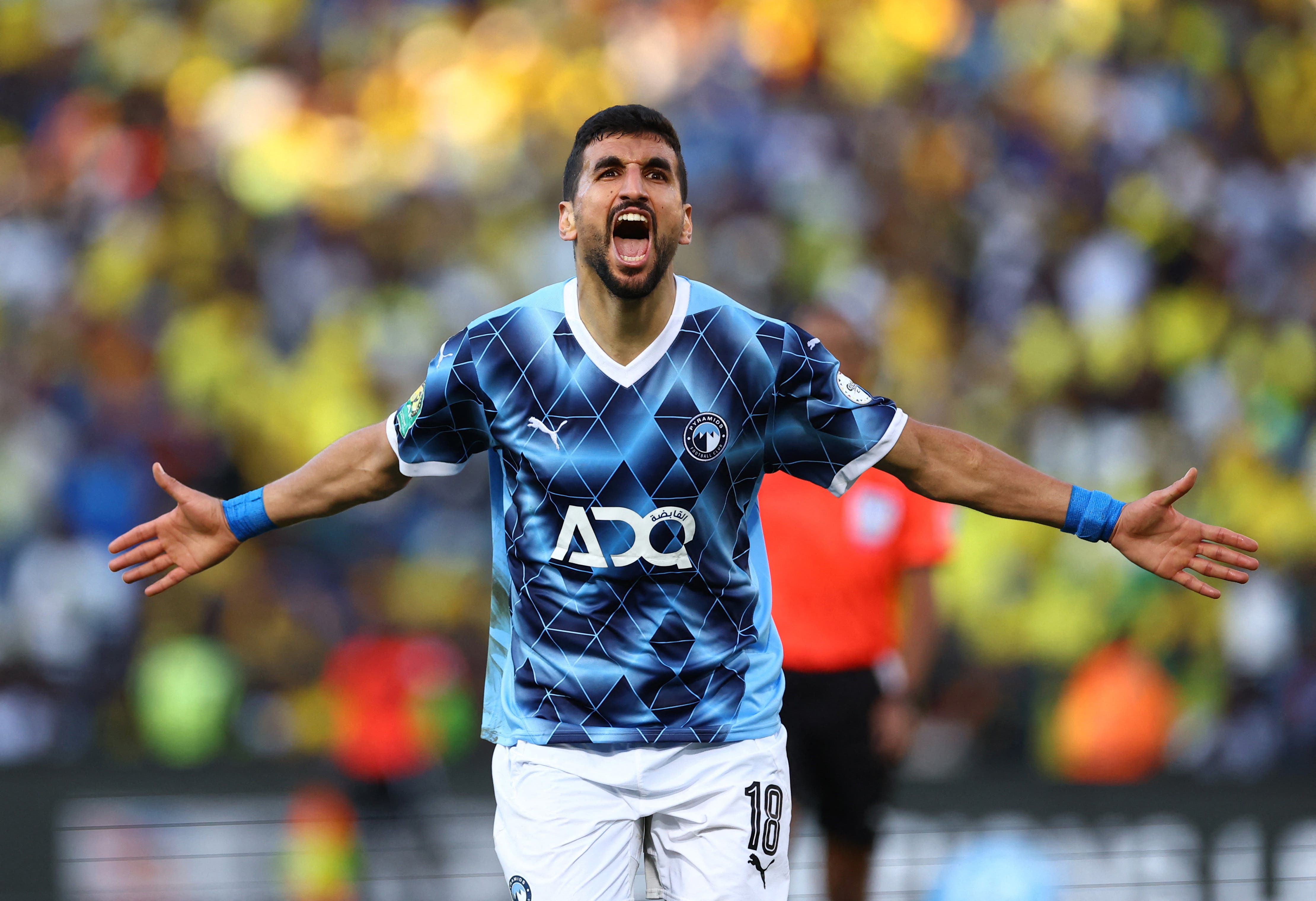 Pyramids' Walid El Karti celebrates scoring their first goal 