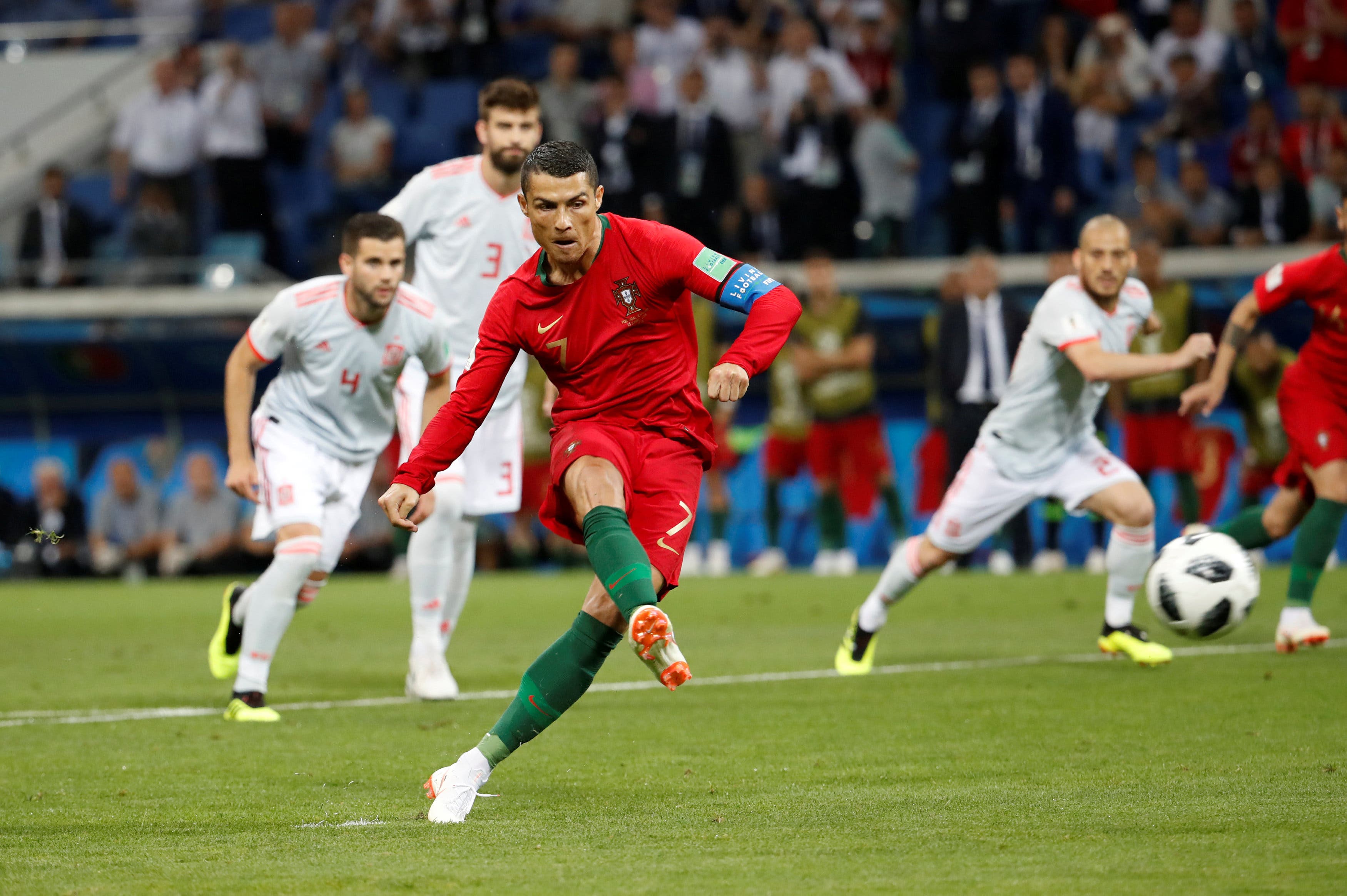 Cristiano Ronaldo taking a penalty vs Spain.