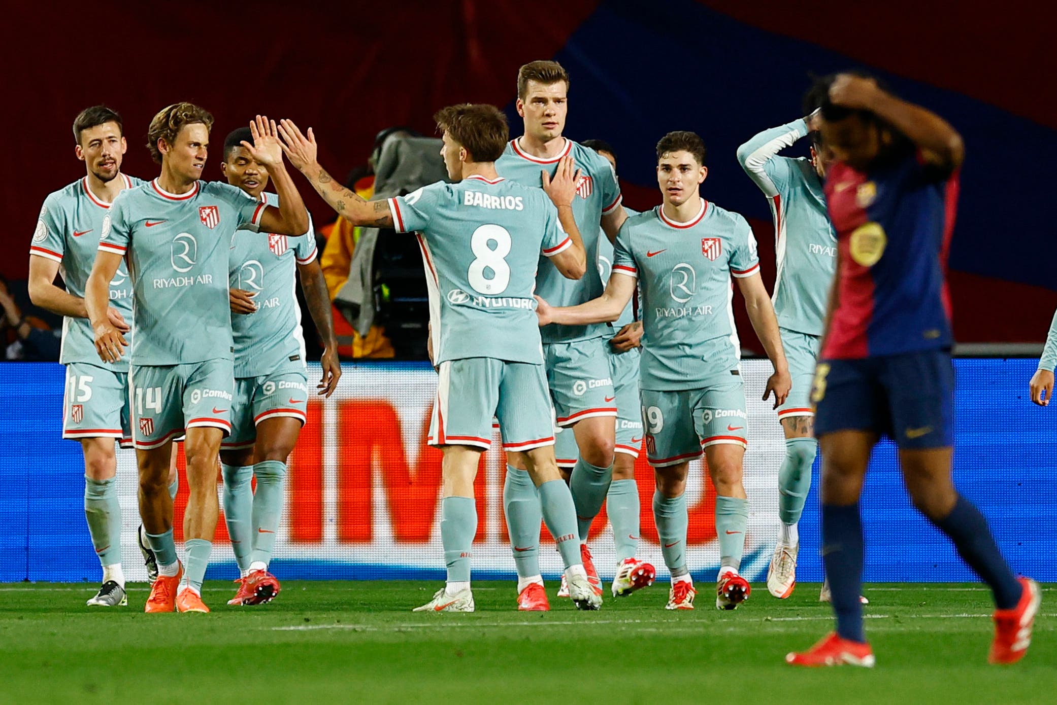 Atletico Madrid's Alexander Sorloth celebrates scoring their fourth goal