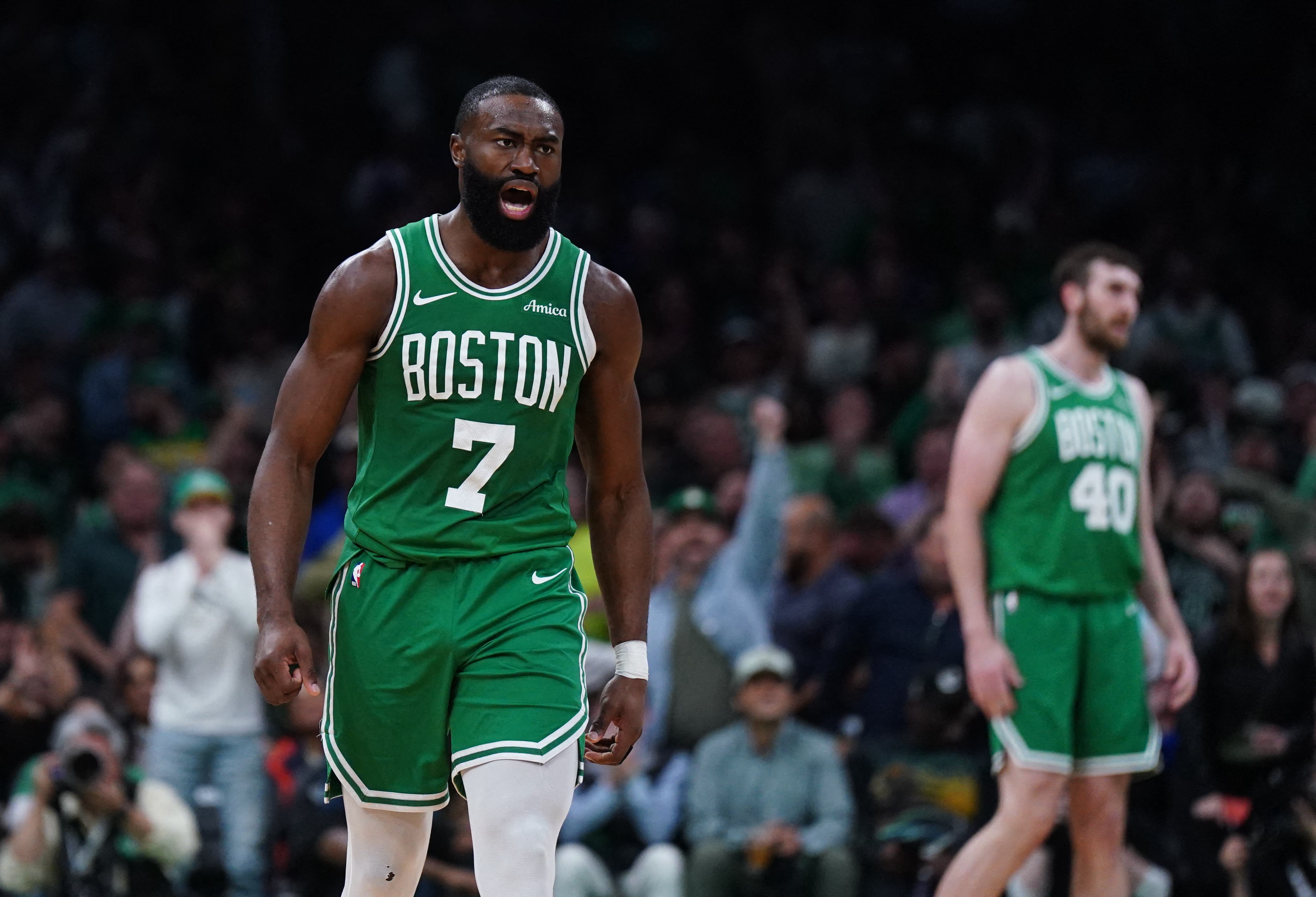 Jaylen Brown for the Boston Celtics against the New York Knicks.