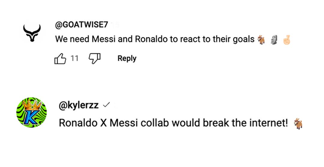 Everyone callinf for a Cristiano Ronaldo Messi's Collab