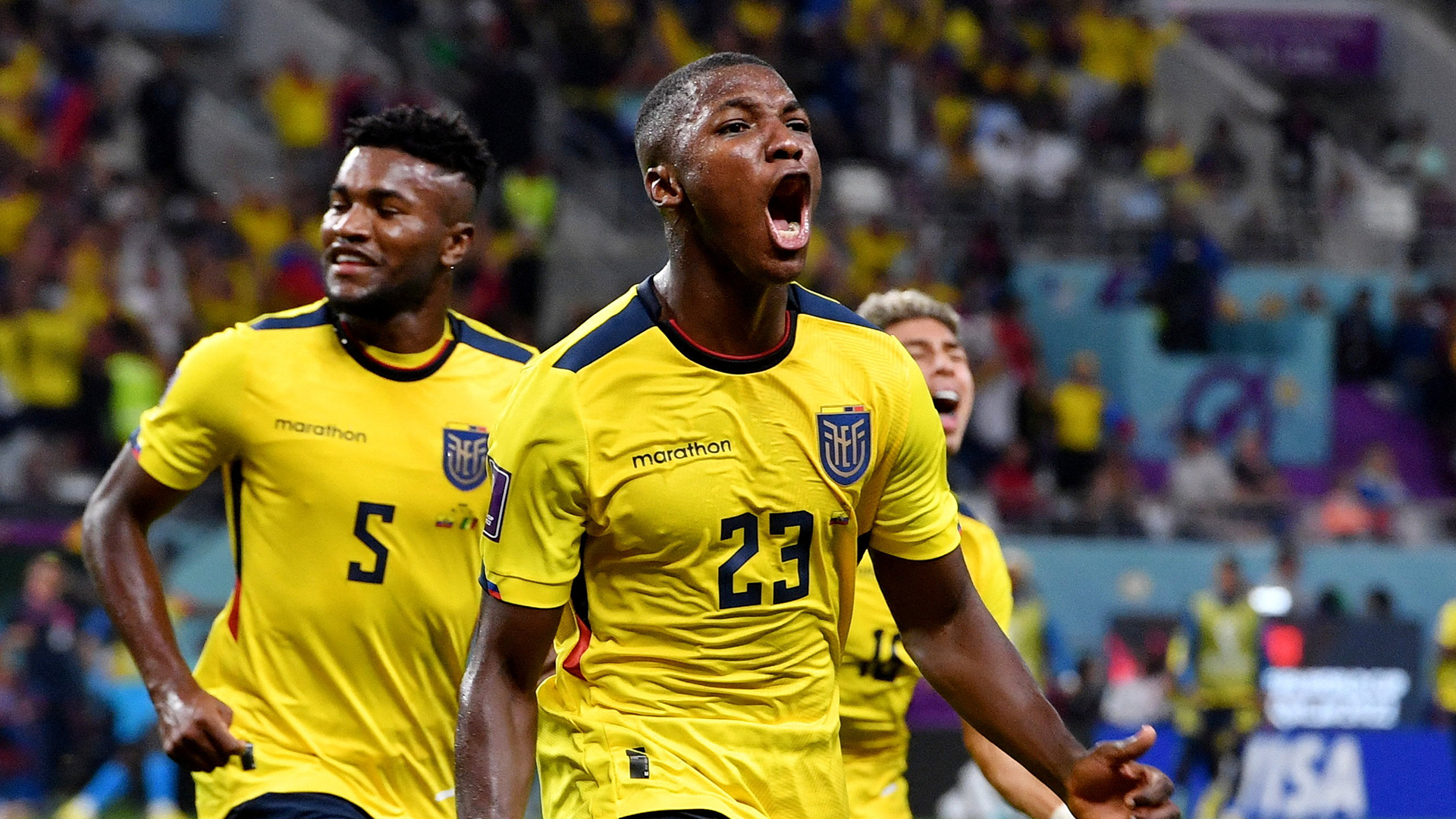 FILE PHOTO: Soccer Football - FIFA World Cup Qatar 2022 - Group A - Ecuador v Senegal - Khalifa International Stadium, Doha, Qatar - November 29, 2022 Ecuador's Moises Caicedo celebrates scoring their first goal REUTERS/Jennifer Lorenzini/File Photo