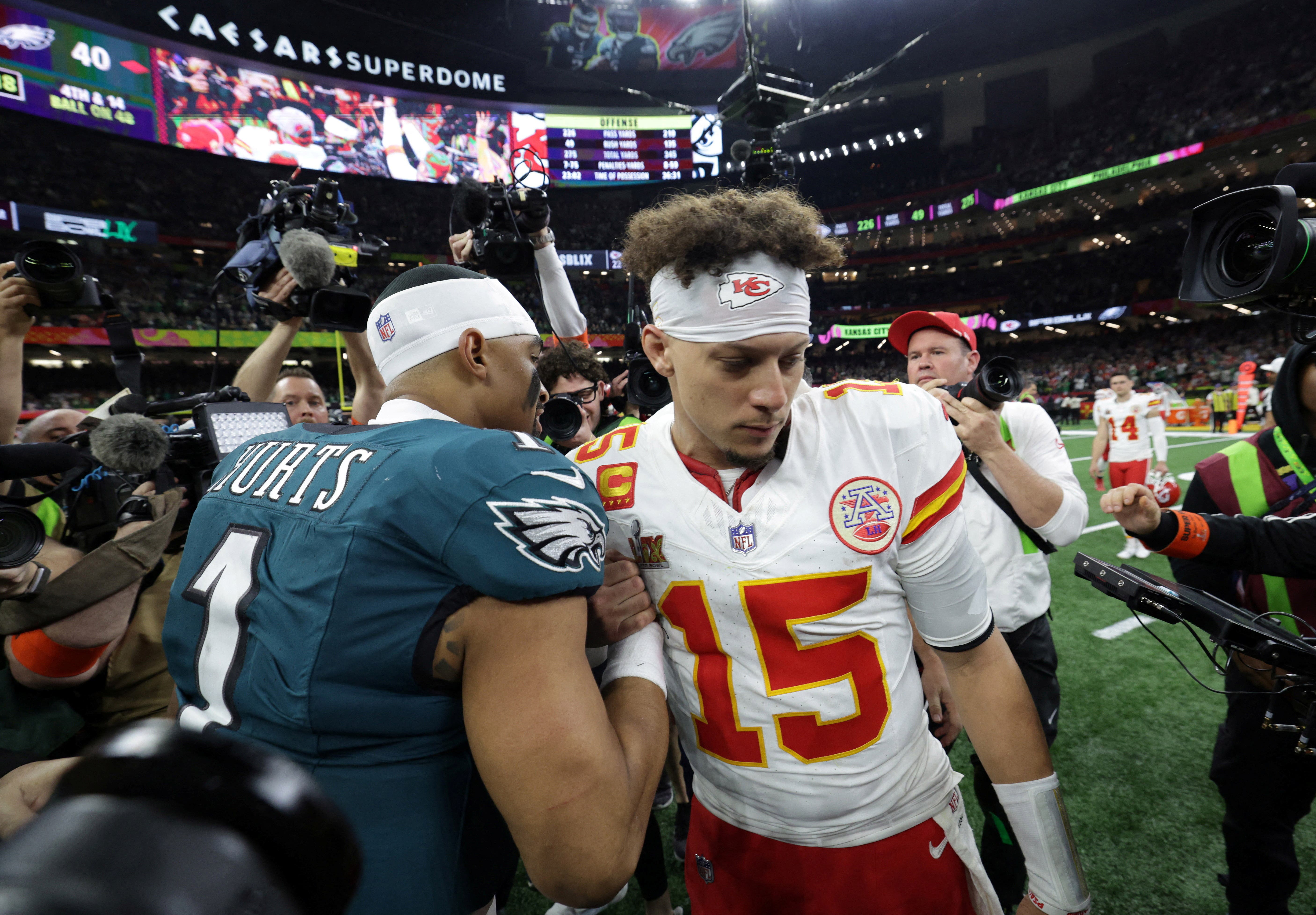 Jalen Hurts Patrick Mahomes Super Bowl LIX