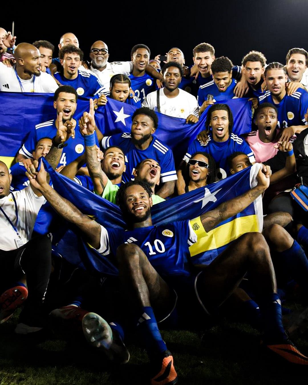 Curaçao National Team celebrating after achieving qualifying for the FIFA World Cup 2026.
