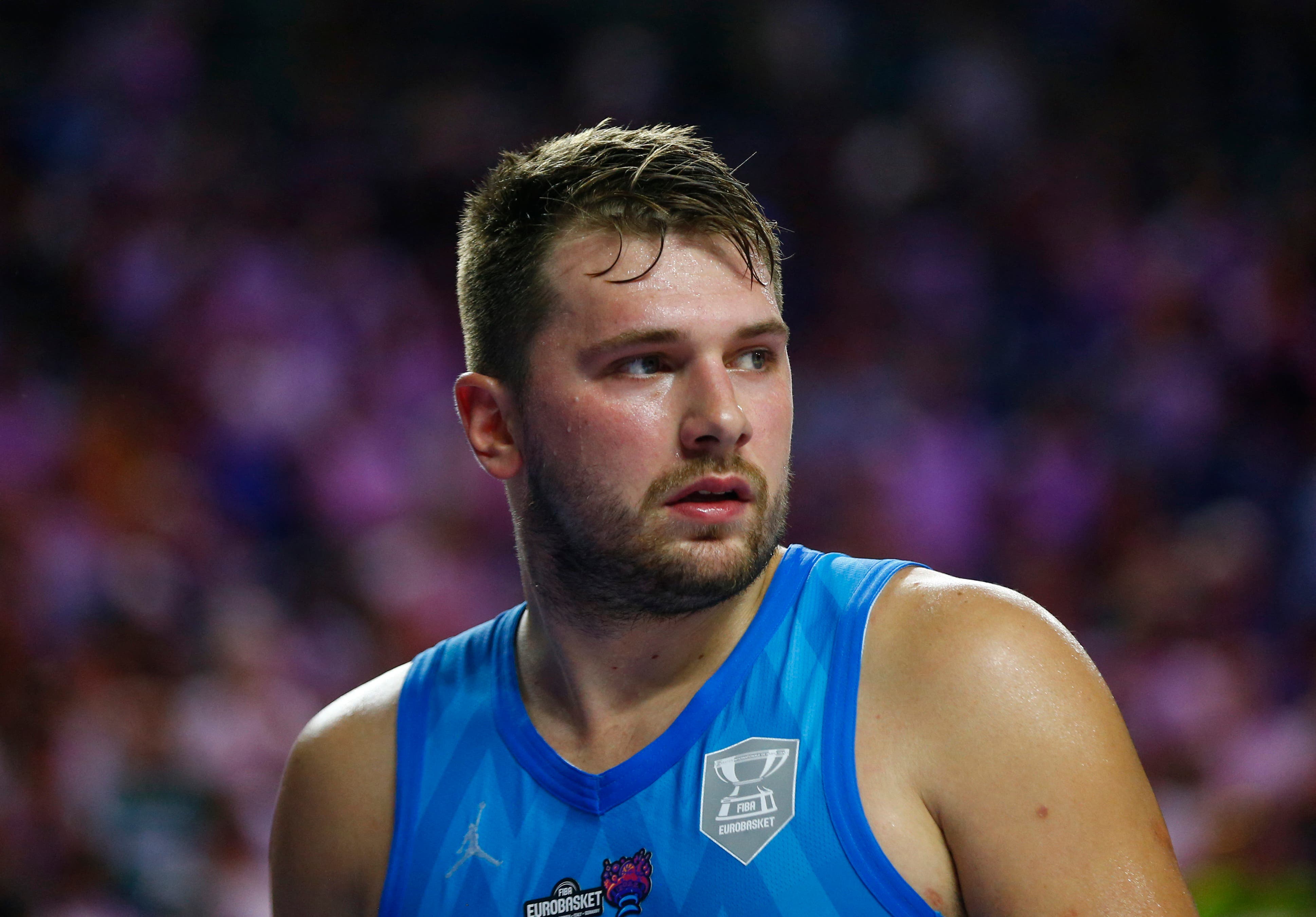 Luka Doncic playing for Slovenia at the EuroBasket 2022.