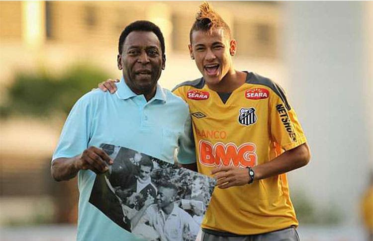 Neymar Poses With Edson Arantes Do Nascimento "Pelé":
