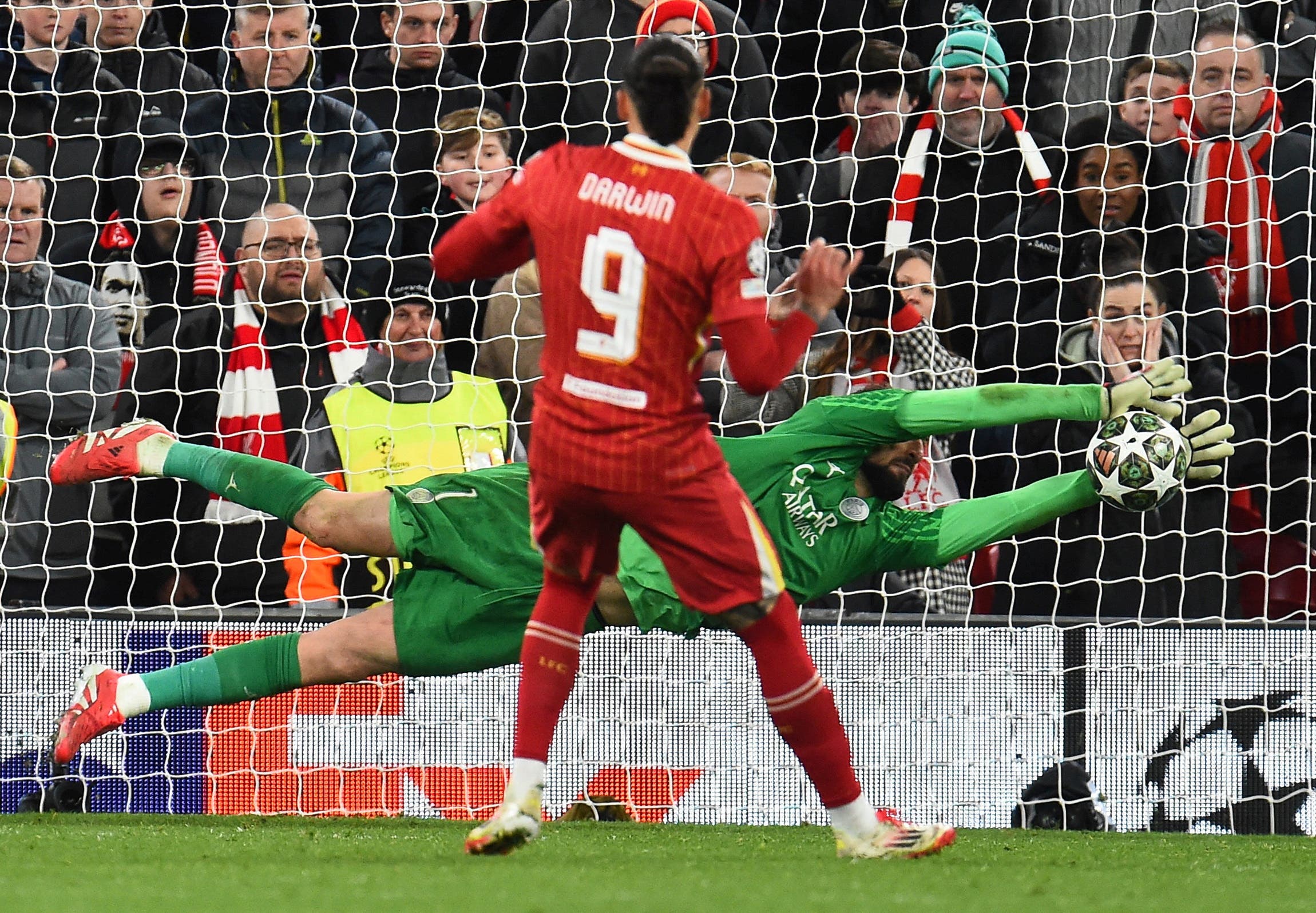  Liverpool's Darwin Nunez has his shot saved by Paris St Germain's Gianluigi Donnarumma during the penalty shoot-out