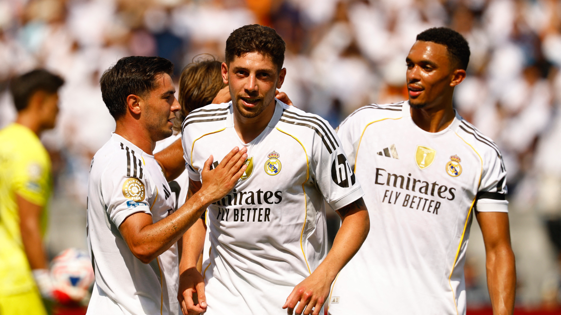 Real Madrid celebrates a goal during the Club World Cup.