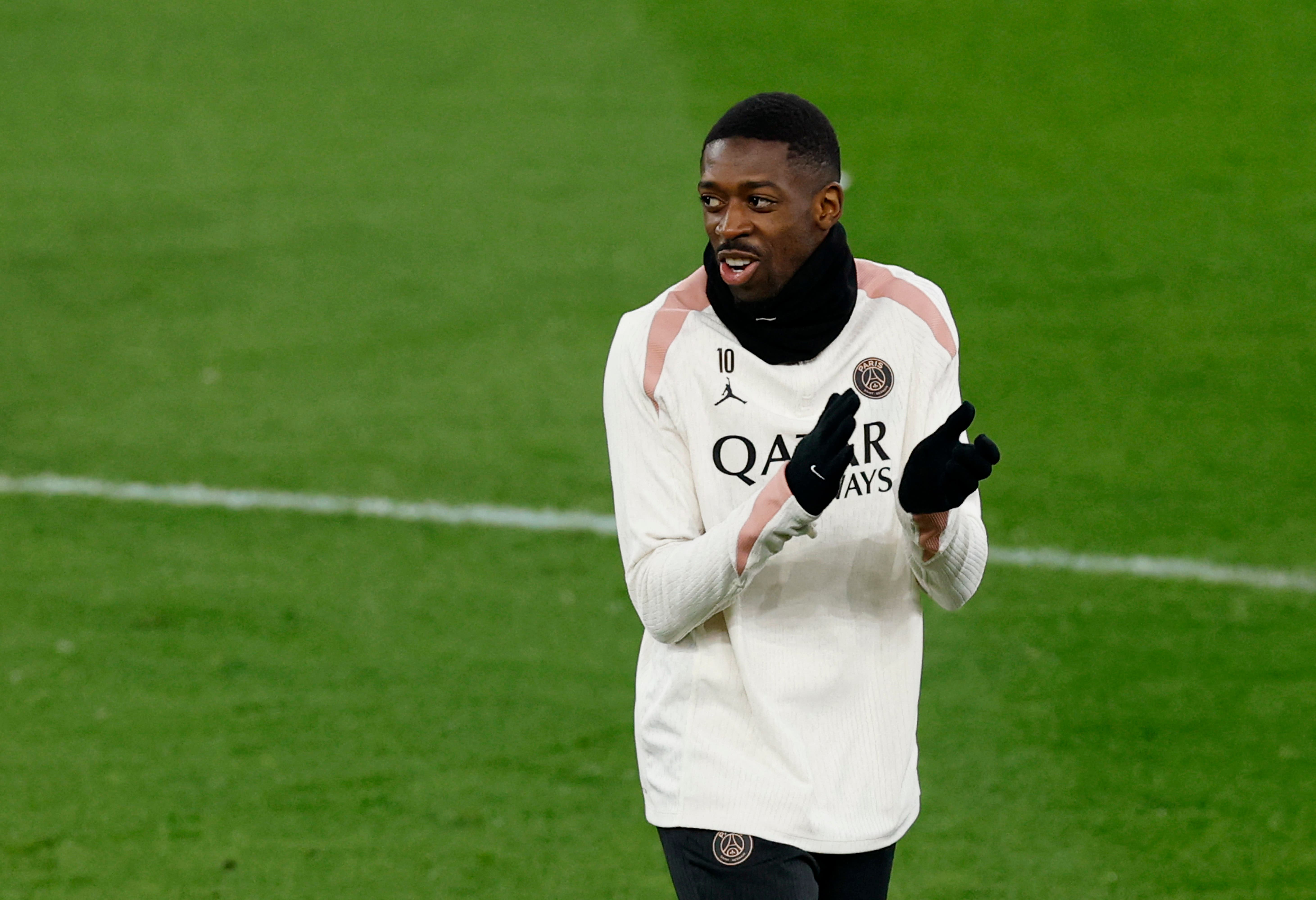 Paris St Germain's Ousmane Dembele during training