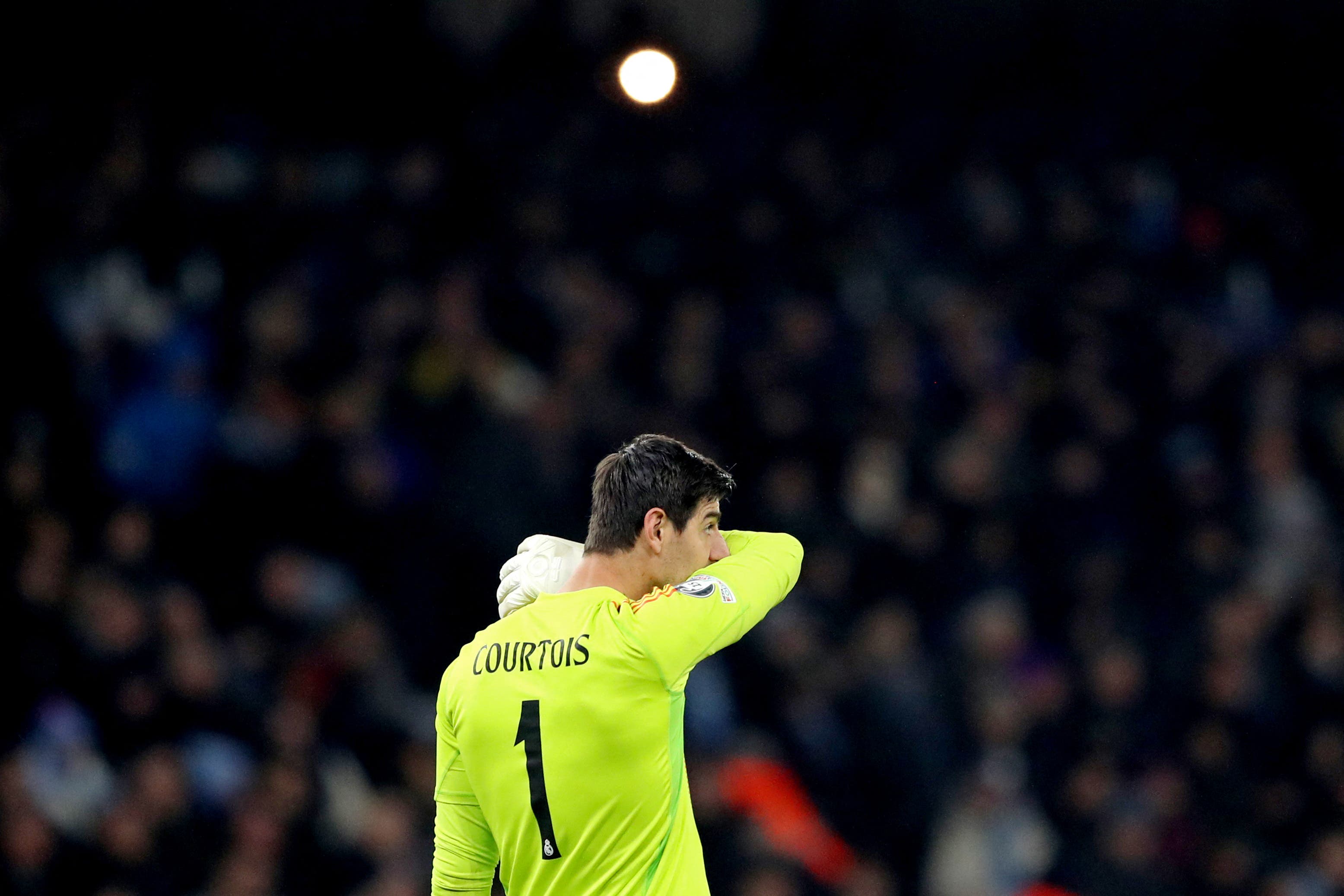 Real Madrid's Thibaut Courtois reacts