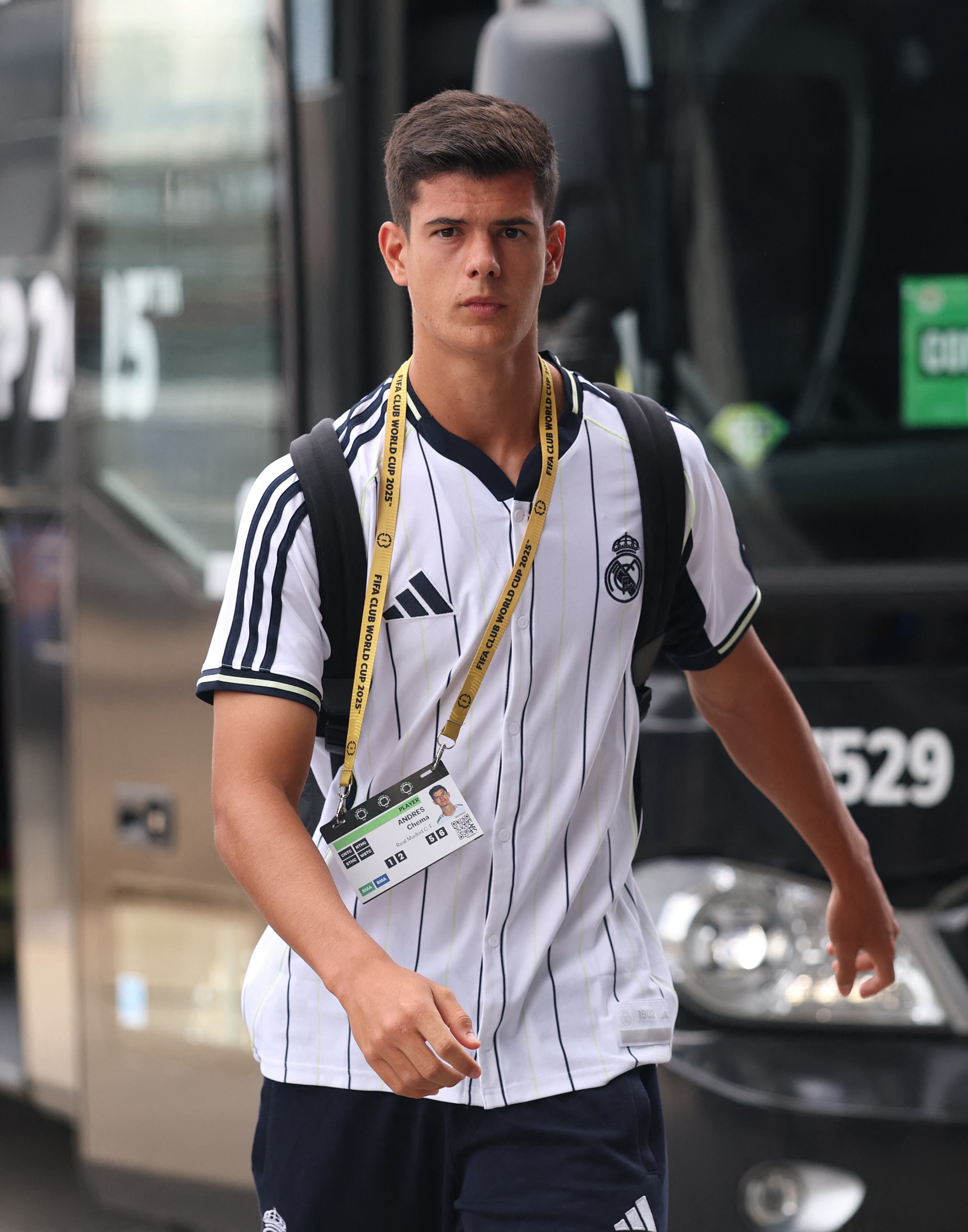 Soccer Football - FIFA Club World Cup - Semi Final - Paris St Germain v Real Madrid - MetLife Stadium, East Rutherford, New Jersey, U.S. - July 9, 2025 Real Madrid's Chema Andres arrives at the stadium before the match REUTERS/Hannah Mckay