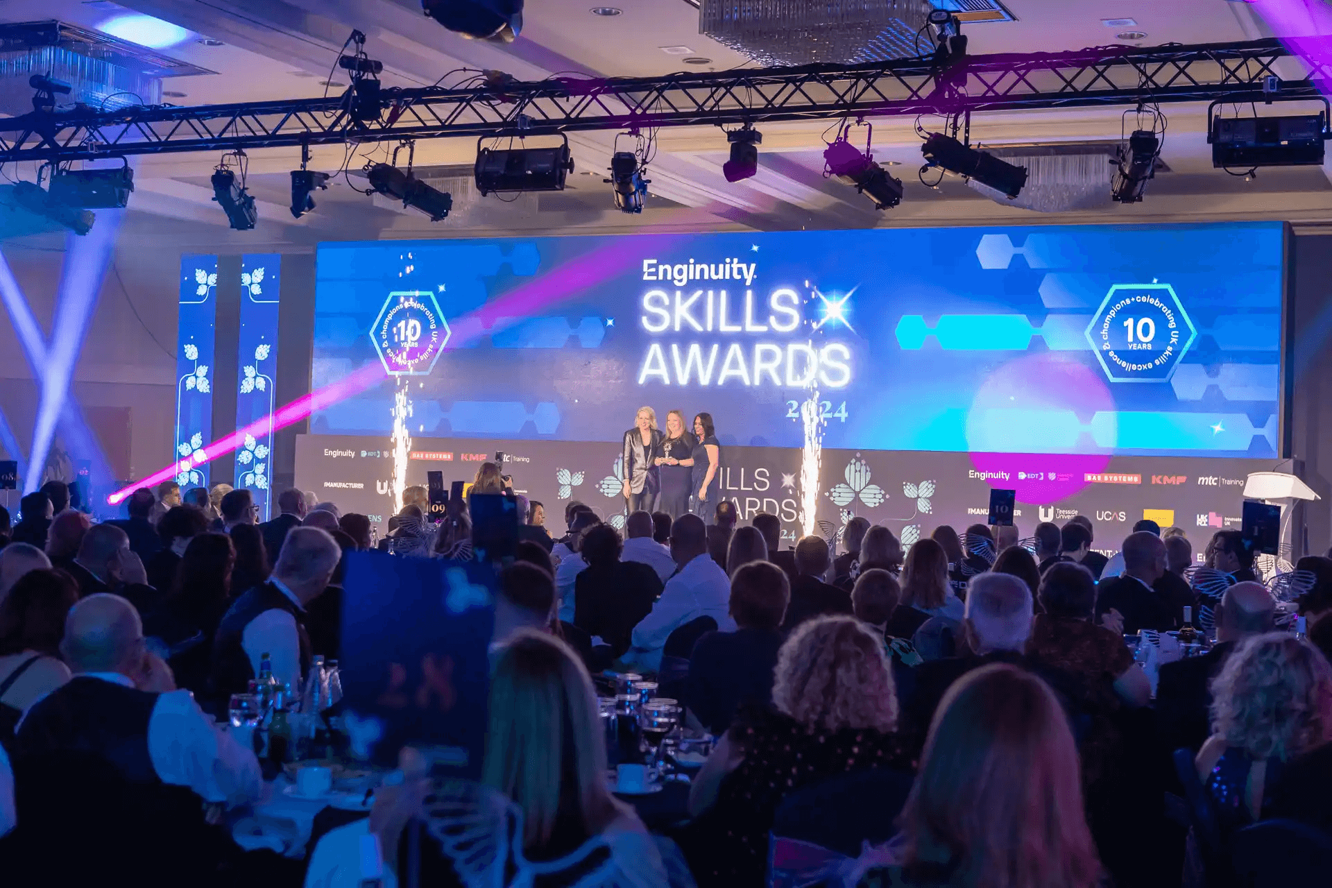 Enginuity 2024 Skills Awards winners on stage