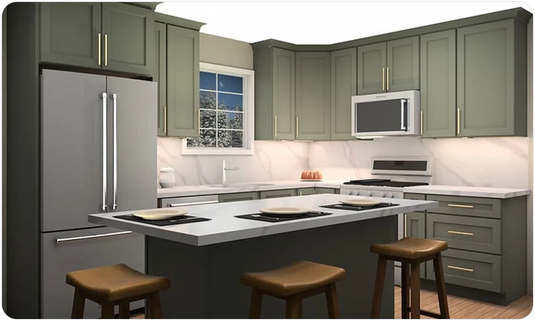 Green kitchen rendering