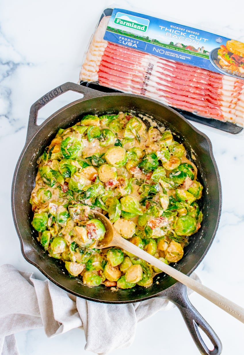 Garlic Parmesan Bacon Brussels Sprouts