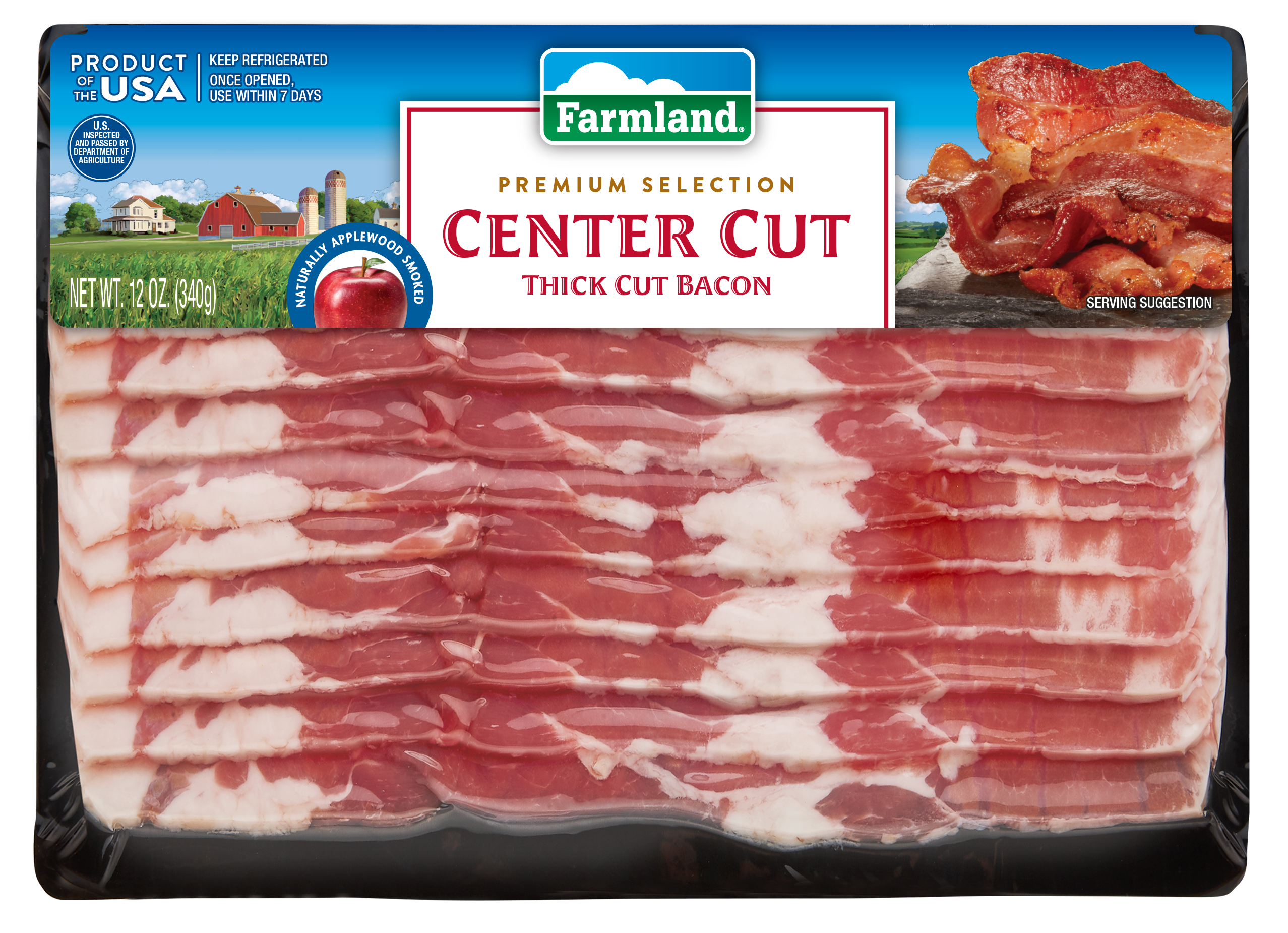 Premium Center Cut Applewood Smoked Thick Cut Bacon, 12oz
