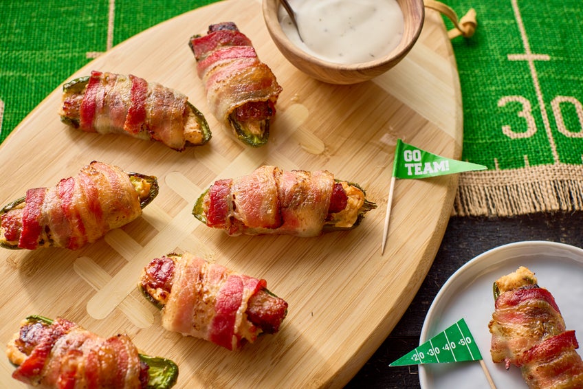 Sausage-Stuffed Jalapeños Wrapped with Bacon