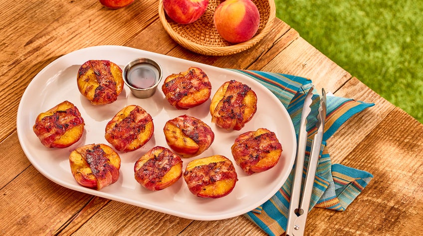 Maple Bacon-Wrapped Grilled Peaches