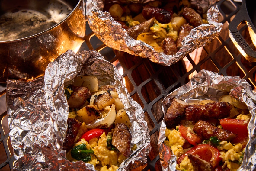 Camping Breakfast Foil Packs with Sausage Links