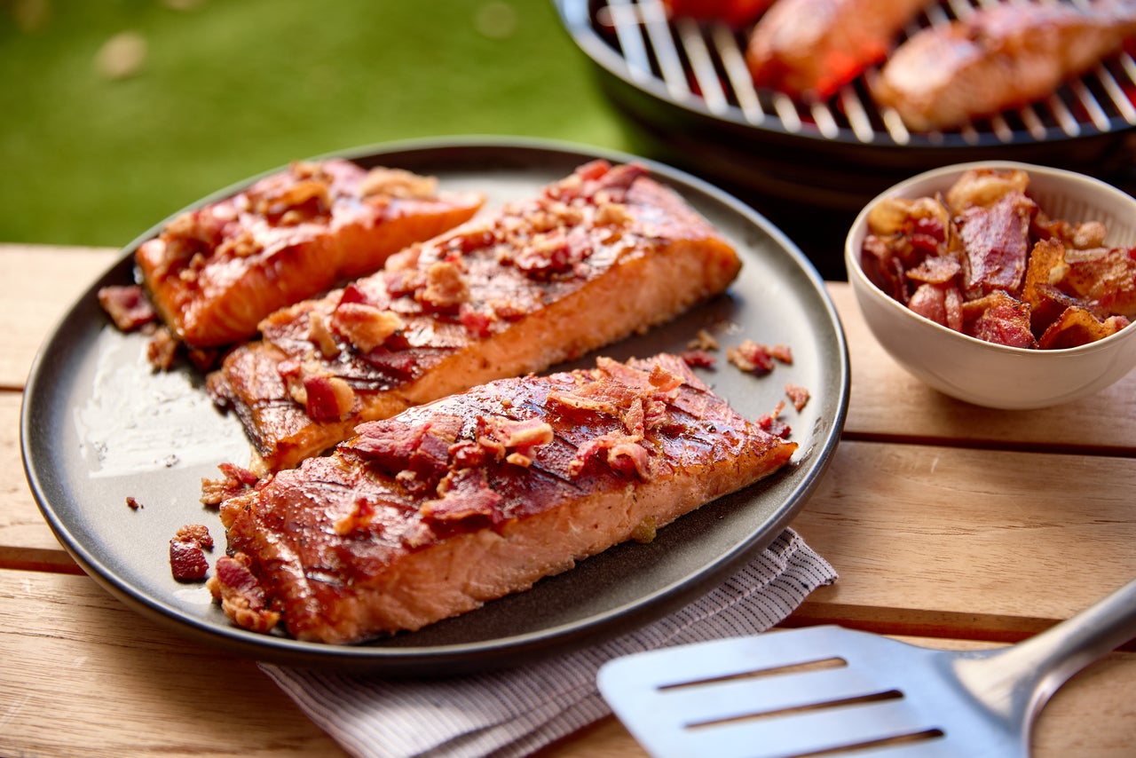 Grilled Salmon with Bacon