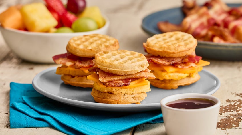 Breakfast Waffle Sliders with Maple Bacon