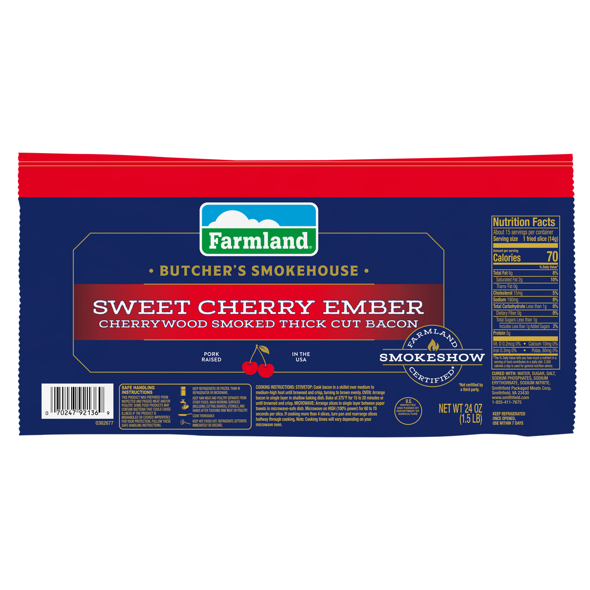 Butcher's Smokehouse Sweet Cherry Ember Bacon, Stackpack, 24oz